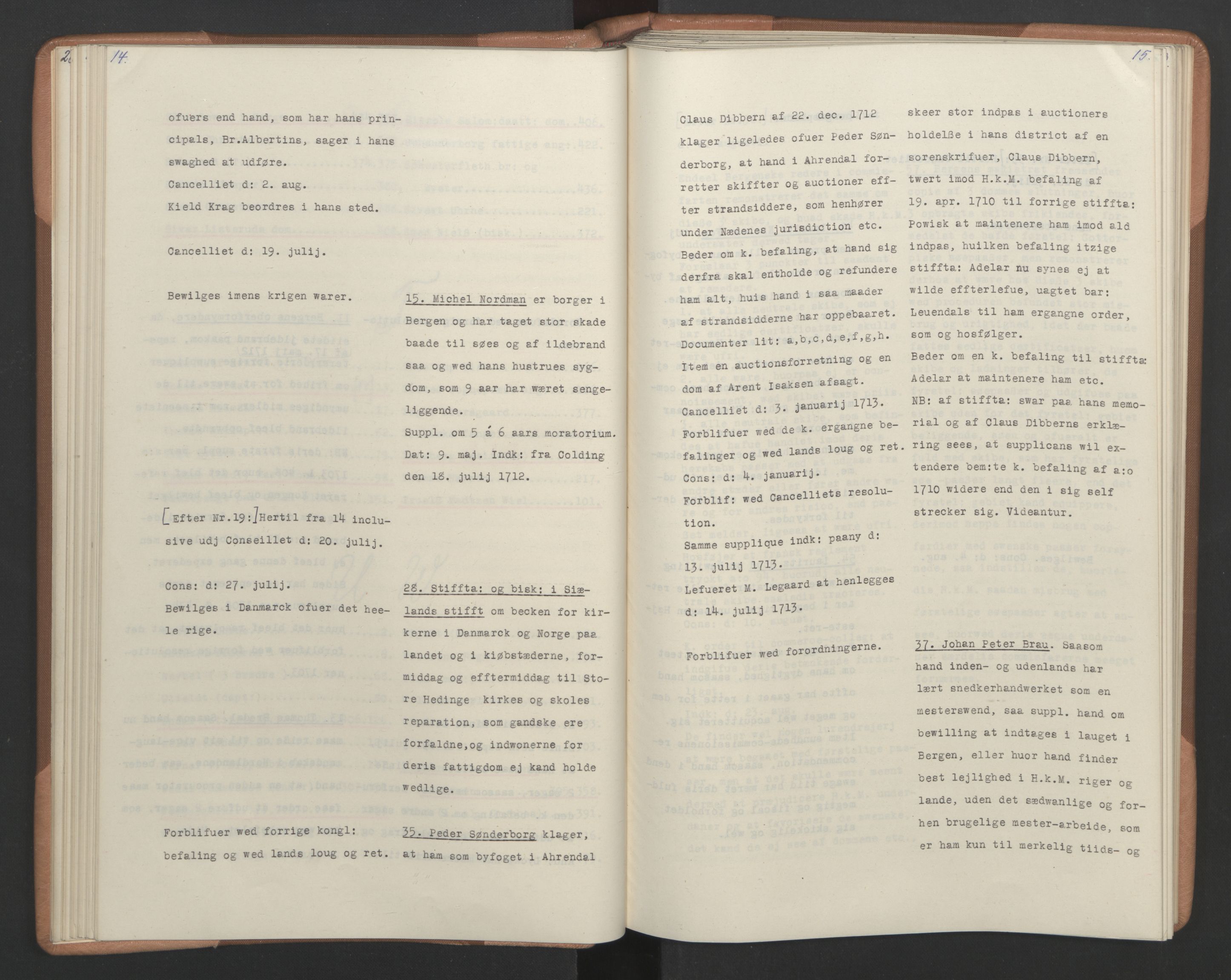 Avskriftsamlingen, RA/EA-4022/F/Fa/L0079: Supplikker, 1712-1713, p. 62