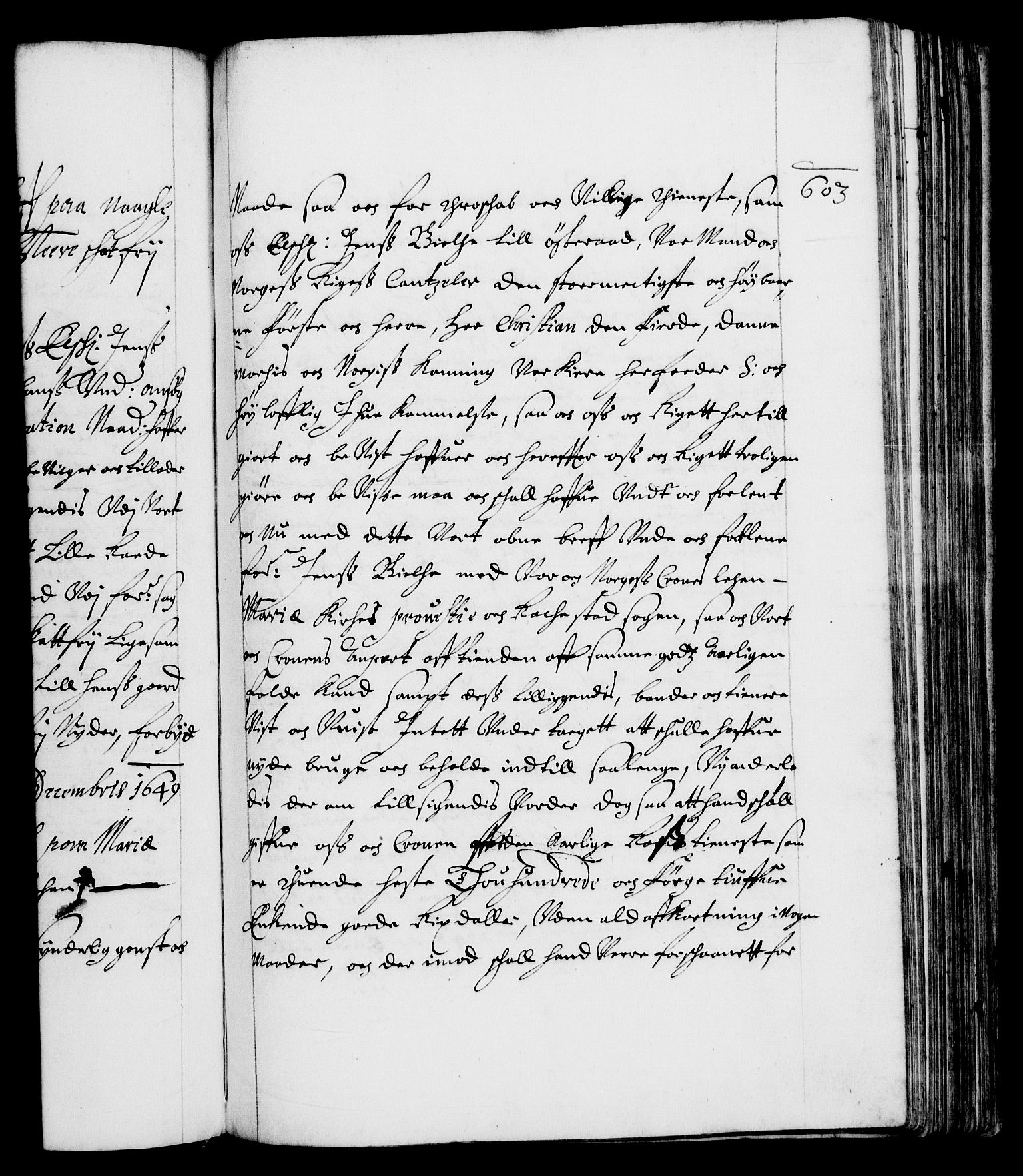 Danske Kanselli 1572-1799, RA/EA-3023/F/Fc/Fca/Fcaa/L0007: Norske registre (mikrofilm), 1648-1650, p. 603a