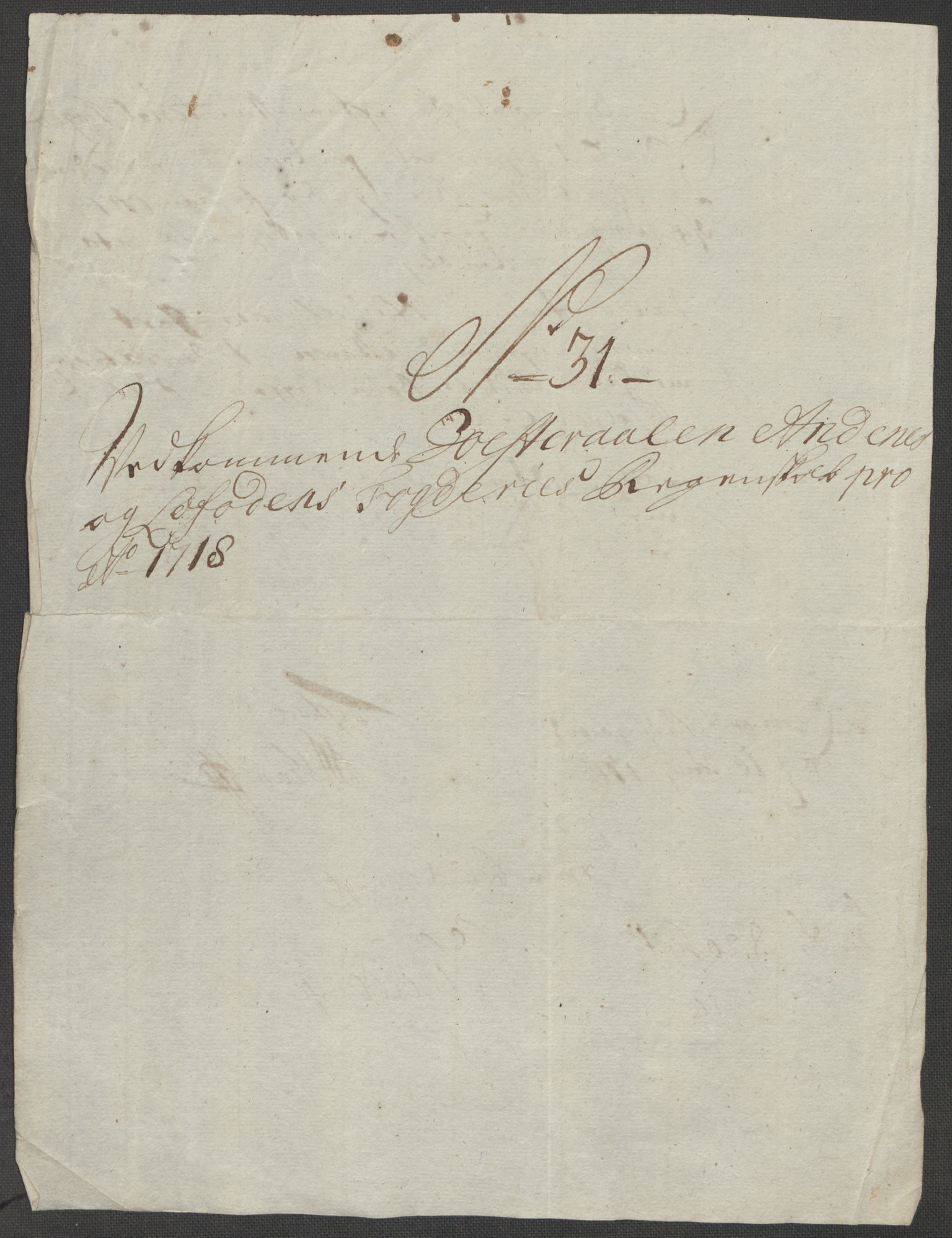 Rentekammeret inntil 1814, Reviderte regnskaper, Fogderegnskap, AV/RA-EA-4092/R67/L4684: Fogderegnskap Vesterålen, Andenes og Lofoten, 1718, p. 268