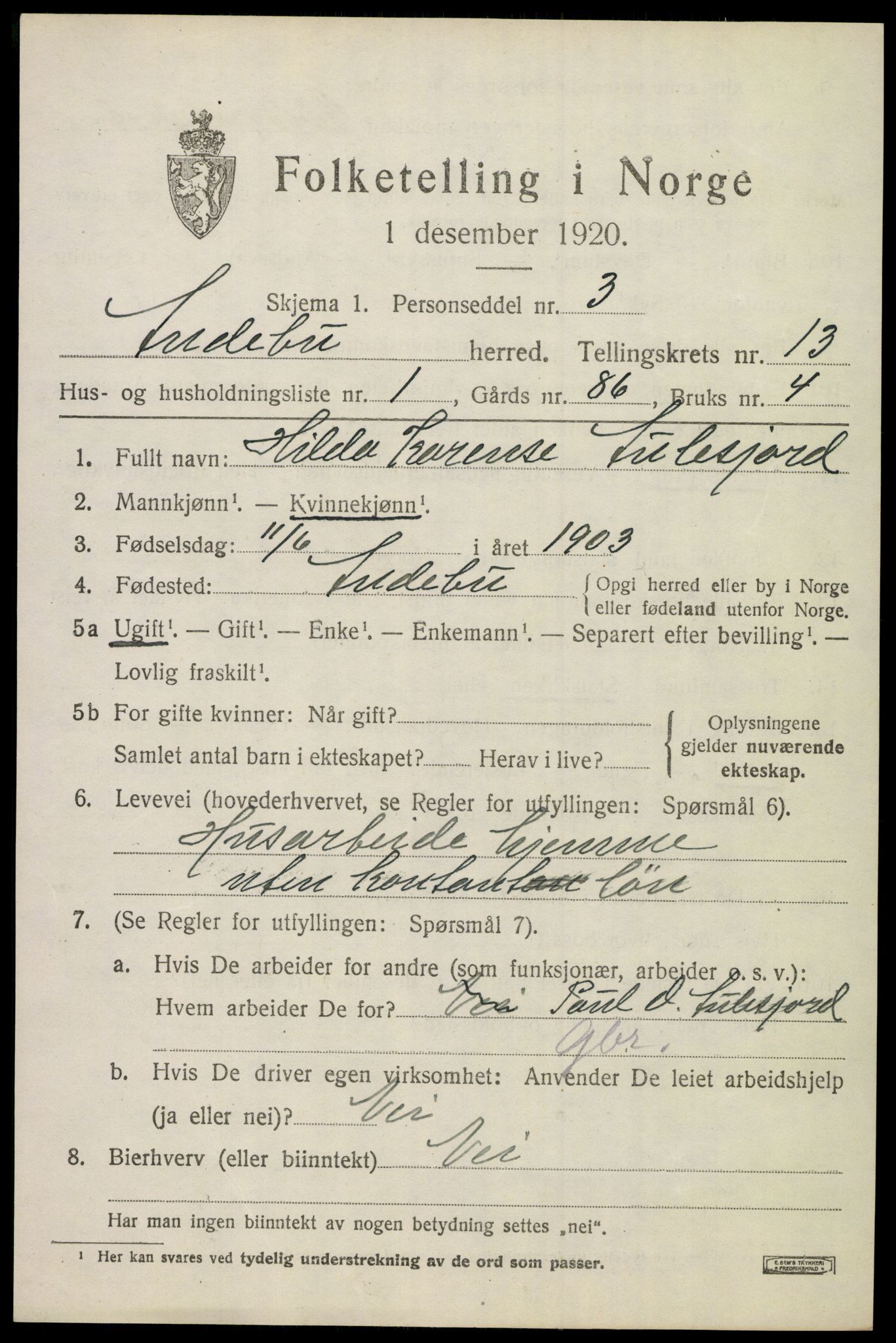 SAKO, 1920 census for Andebu, 1920, p. 4792