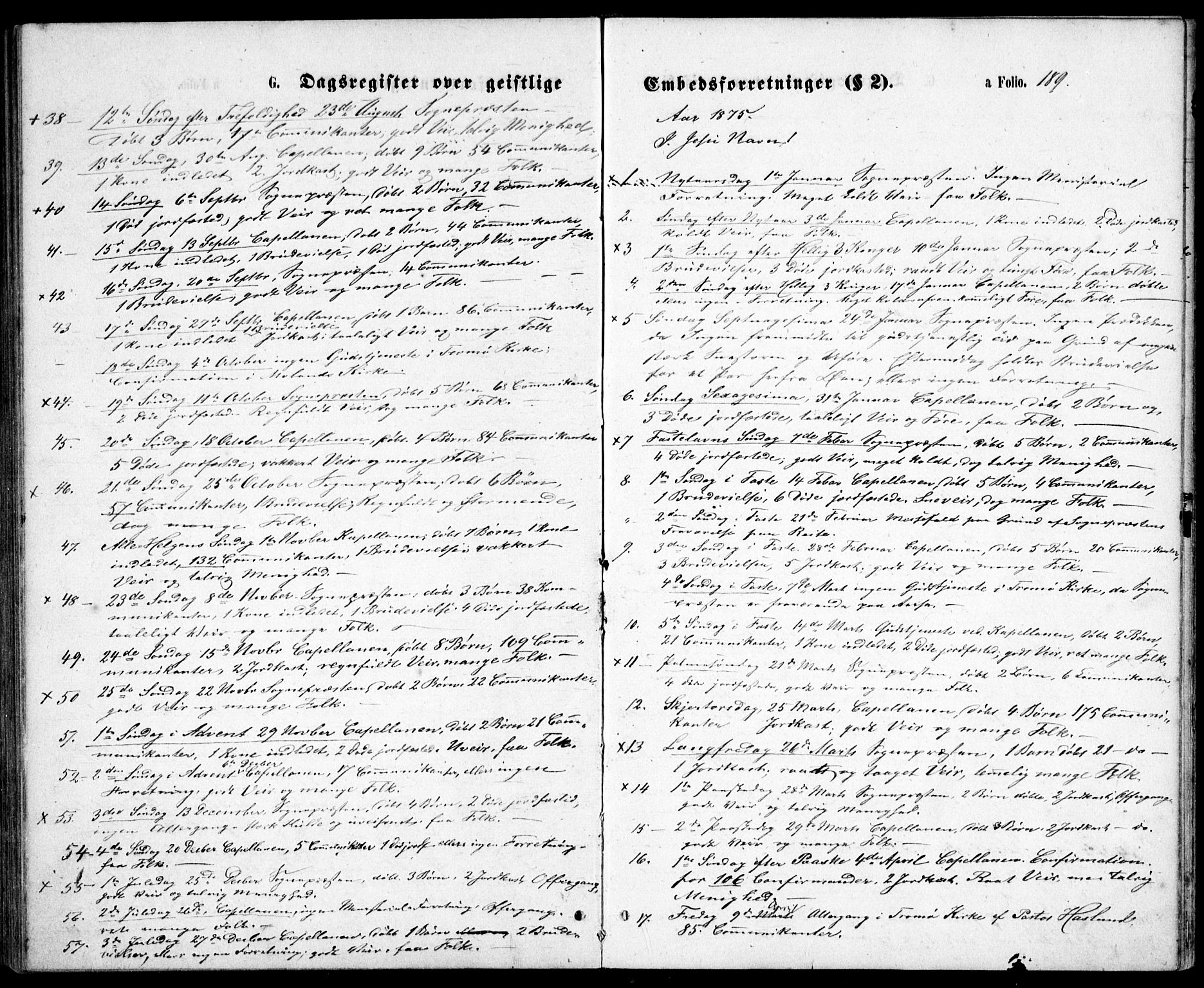 Tromøy sokneprestkontor, SAK/1111-0041/F/Fb/L0004: Parish register (copy) no. B 4, 1869-1877, p. 189