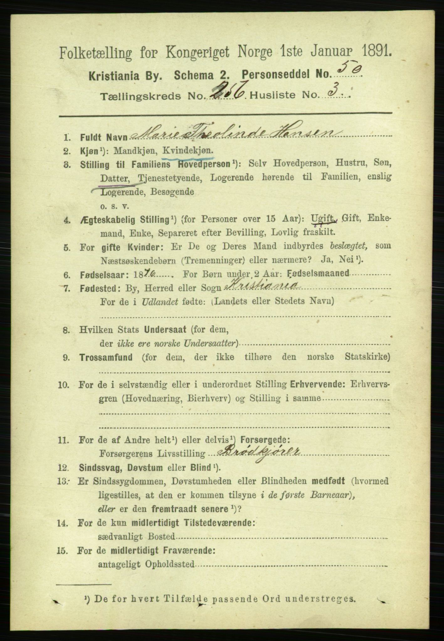 RA, 1891 census for 0301 Kristiania, 1891, p. 155825