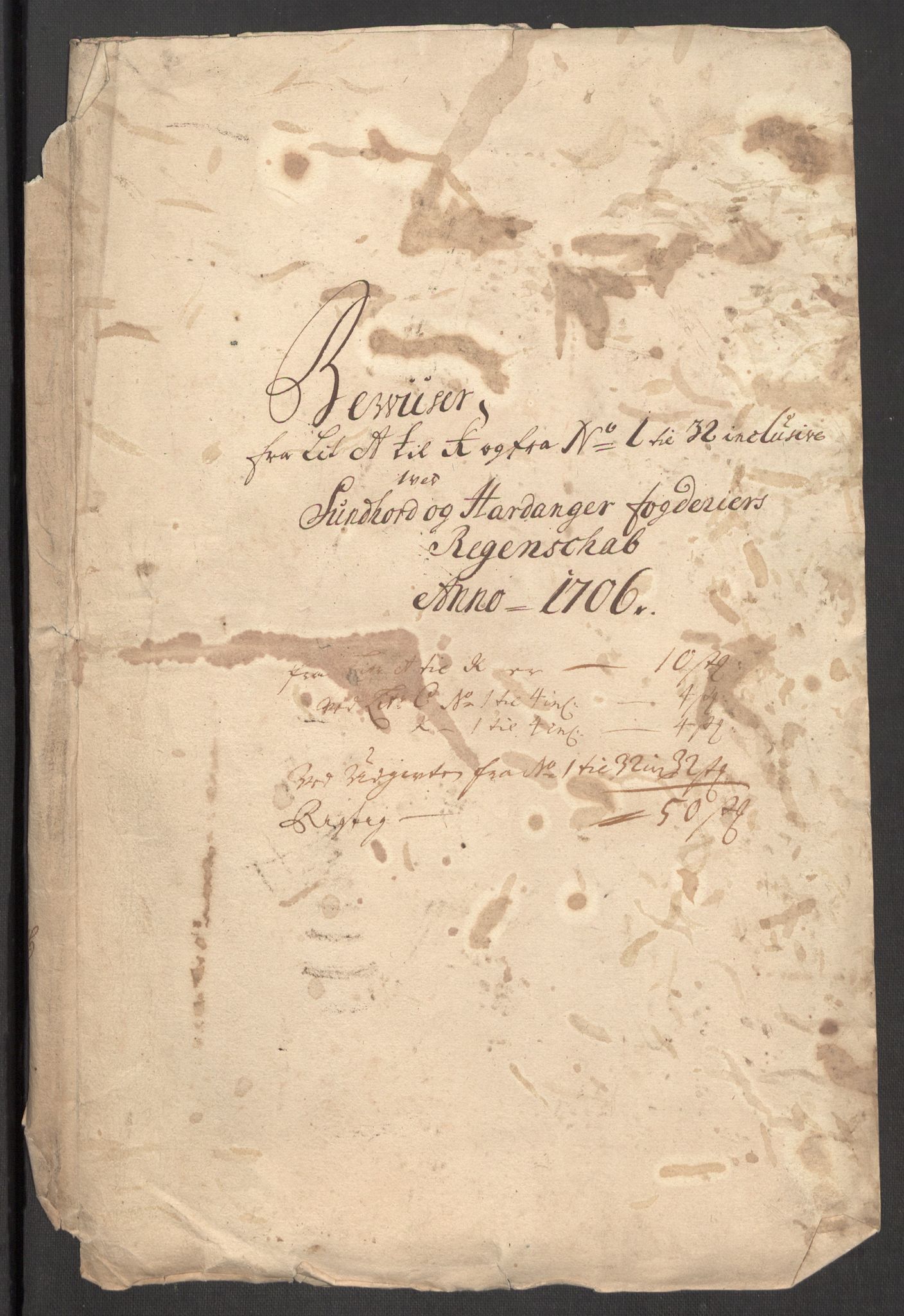 Rentekammeret inntil 1814, Reviderte regnskaper, Fogderegnskap, AV/RA-EA-4092/R48/L2984: Fogderegnskap Sunnhordland og Hardanger, 1706-1707, p. 4