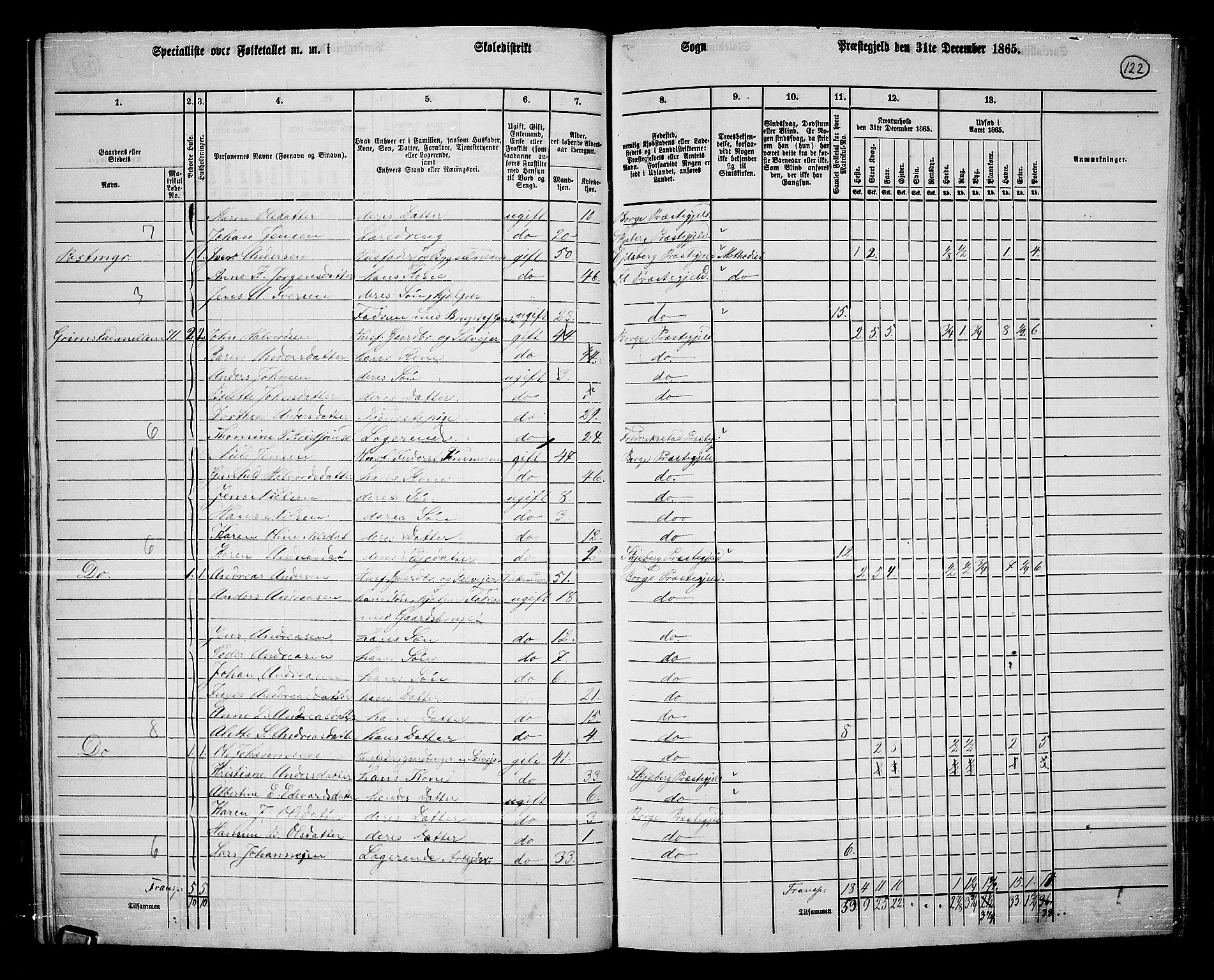 RA, 1865 census for Borge, 1865, p. 111