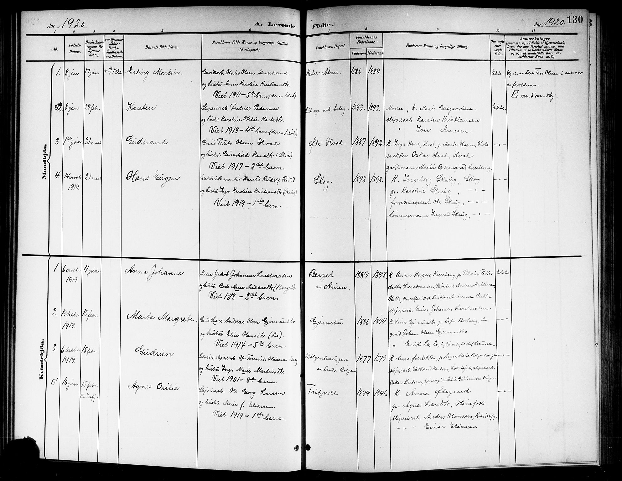 Norderhov kirkebøker, AV/SAKO-A-237/G/Gb/L0002: Parish register (copy) no. II 2, 1891-1921, p. 130