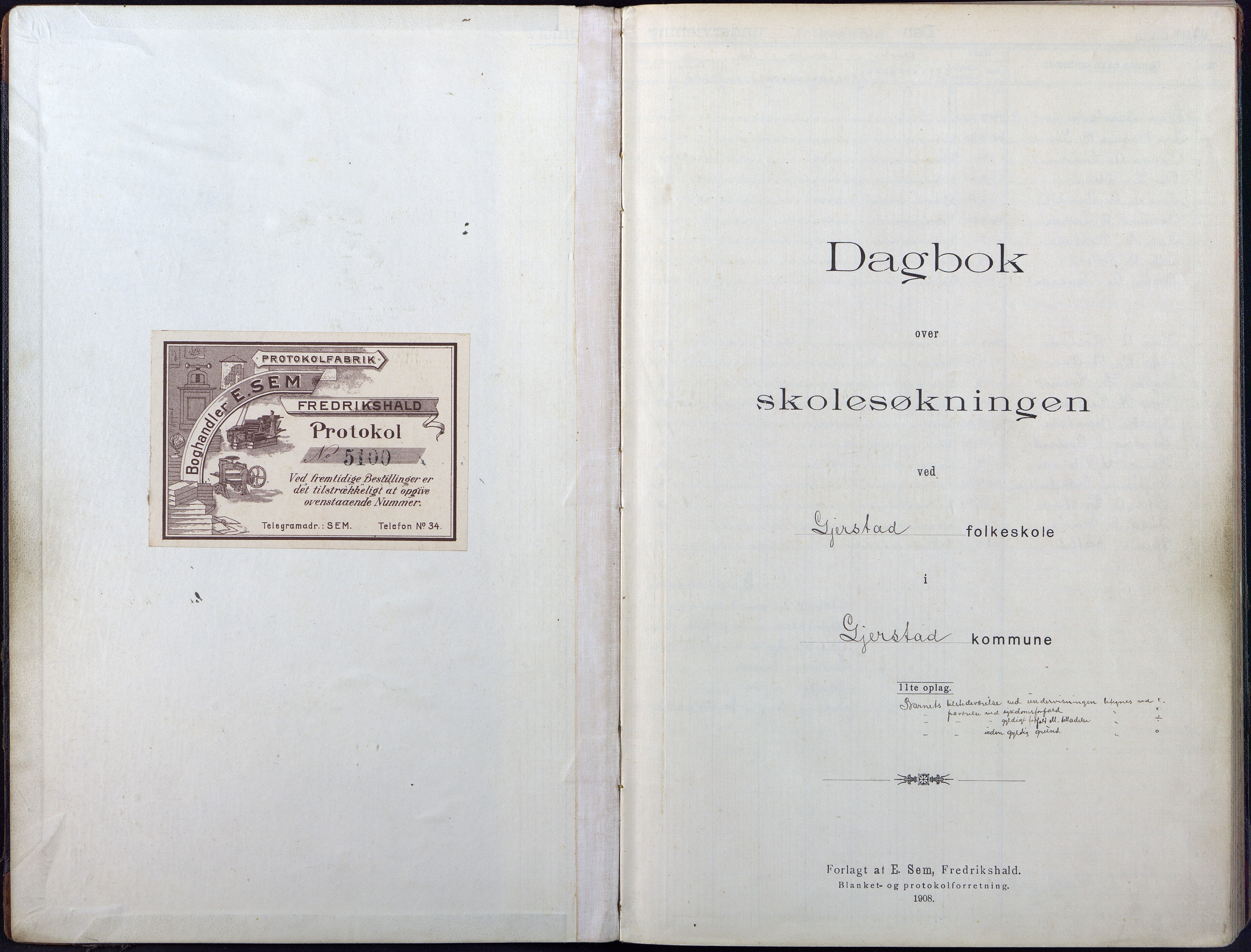 Gjerstad Kommune, Gjerstad Skole, AAMA/KA0911-550a/F01/L0010: Dagbok, 1908-1934