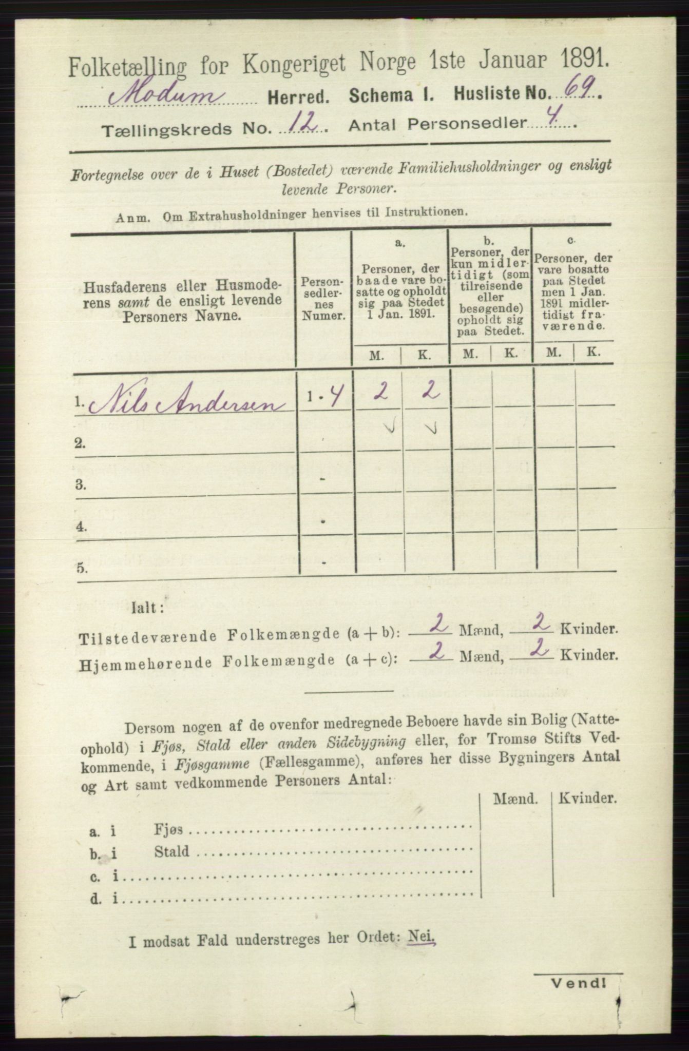 RA, 1891 census for 0623 Modum, 1891, p. 4444