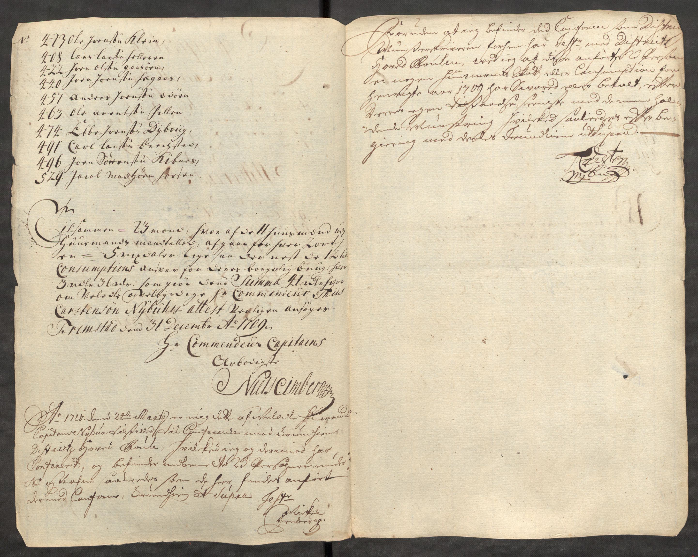 Rentekammeret inntil 1814, Reviderte regnskaper, Fogderegnskap, RA/EA-4092/R57/L3858: Fogderegnskap Fosen, 1708-1709, p. 356