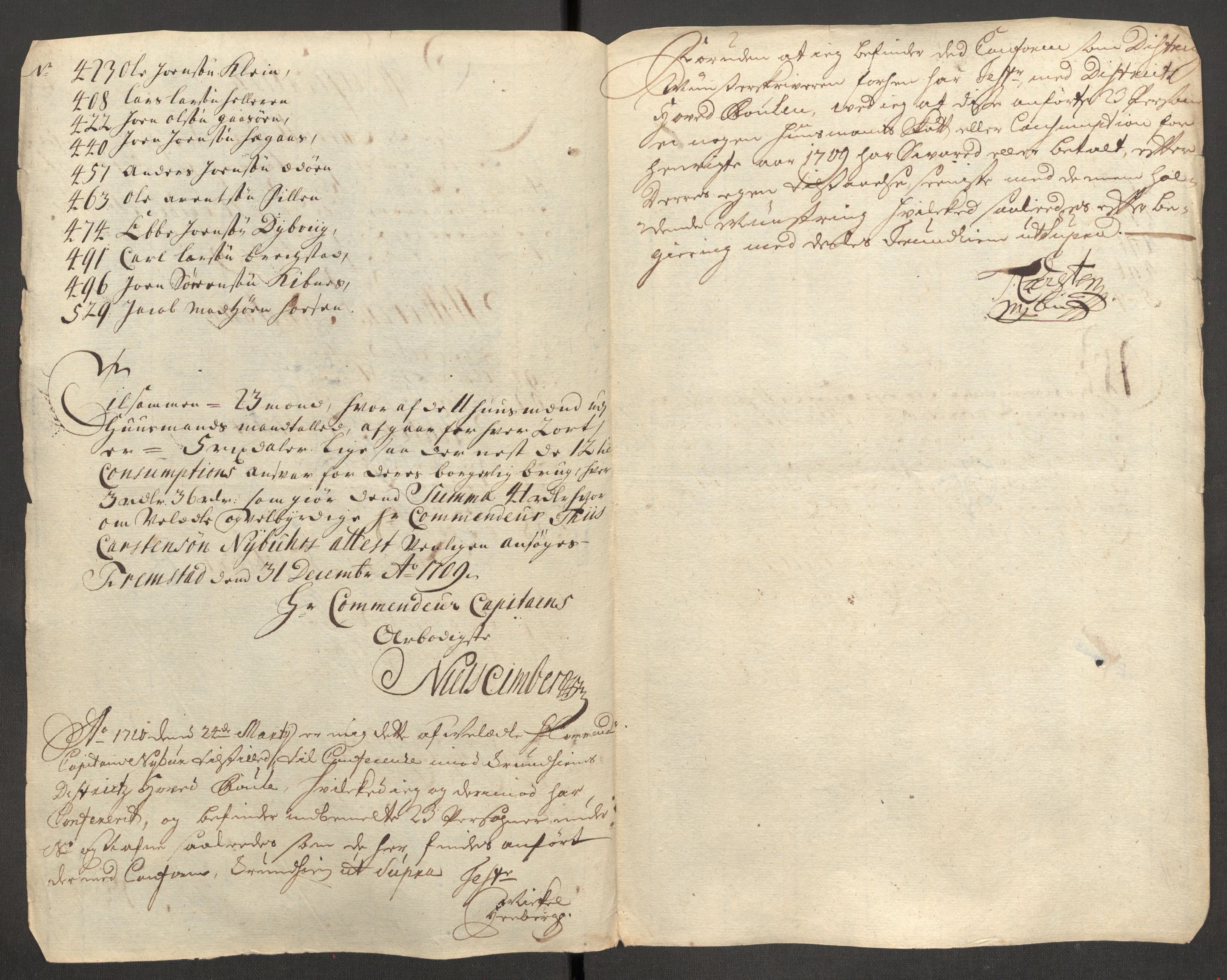 Rentekammeret inntil 1814, Reviderte regnskaper, Fogderegnskap, AV/RA-EA-4092/R57/L3858: Fogderegnskap Fosen, 1708-1709, p. 356
