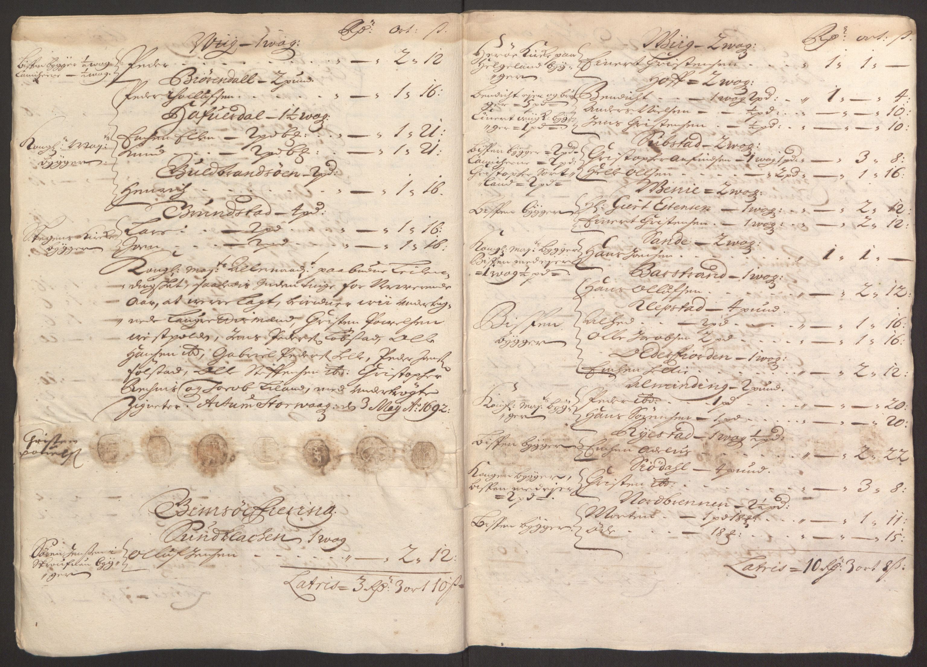 Rentekammeret inntil 1814, Reviderte regnskaper, Fogderegnskap, AV/RA-EA-4092/R67/L4675: Fogderegnskap Vesterålen, Andenes og Lofoten, 1691-1693, p. 119