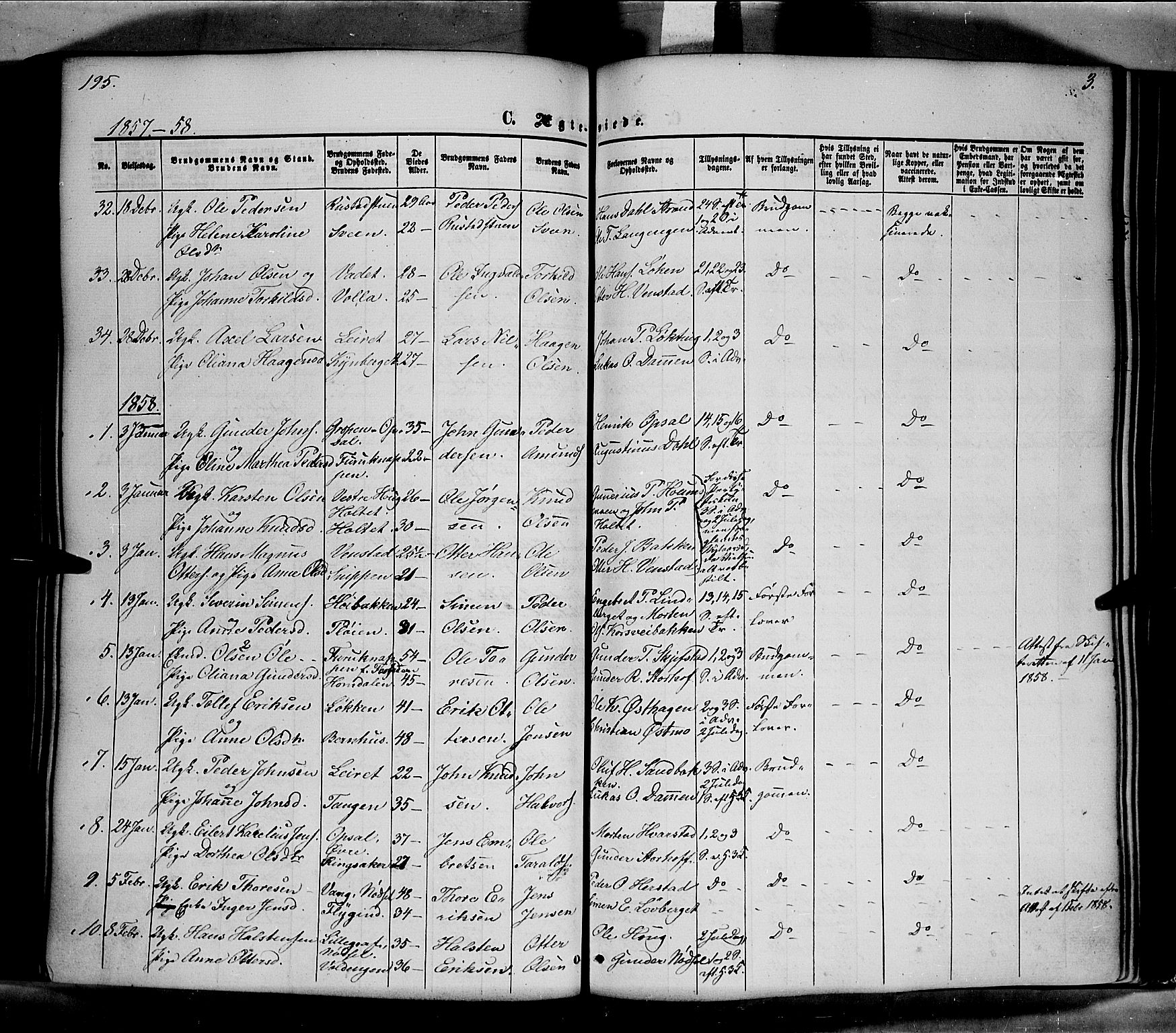 Elverum prestekontor, SAH/PREST-044/H/Ha/Haa/L0010: Parish register (official) no. 10, 1857-1868, p. 195