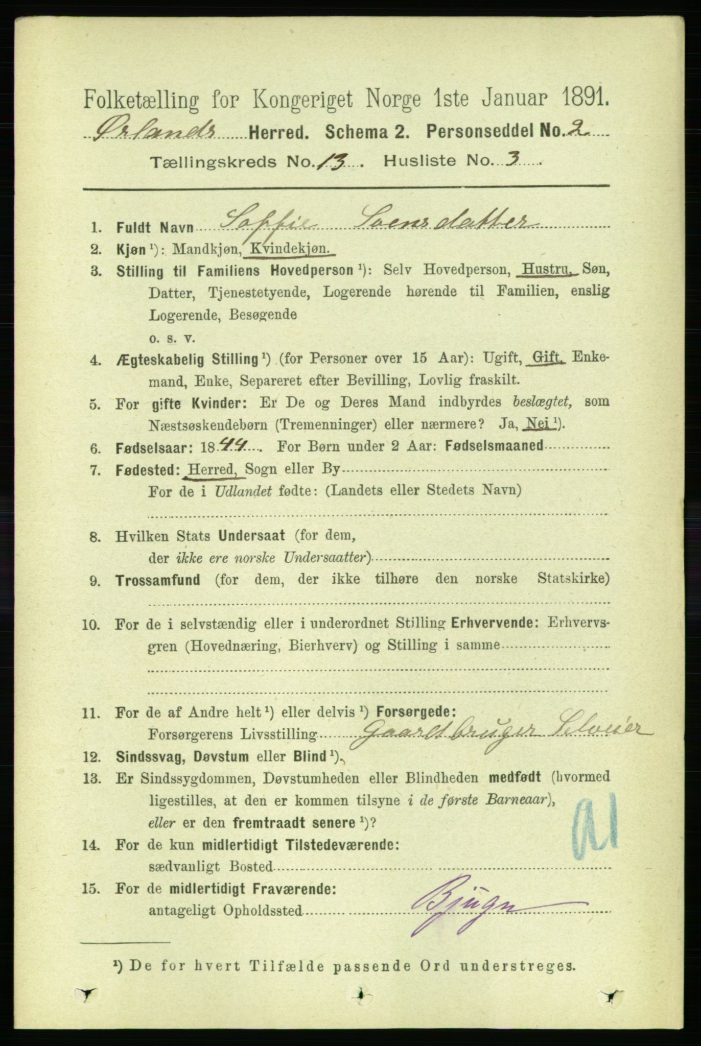 RA, 1891 census for 1621 Ørland, 1891, p. 5880