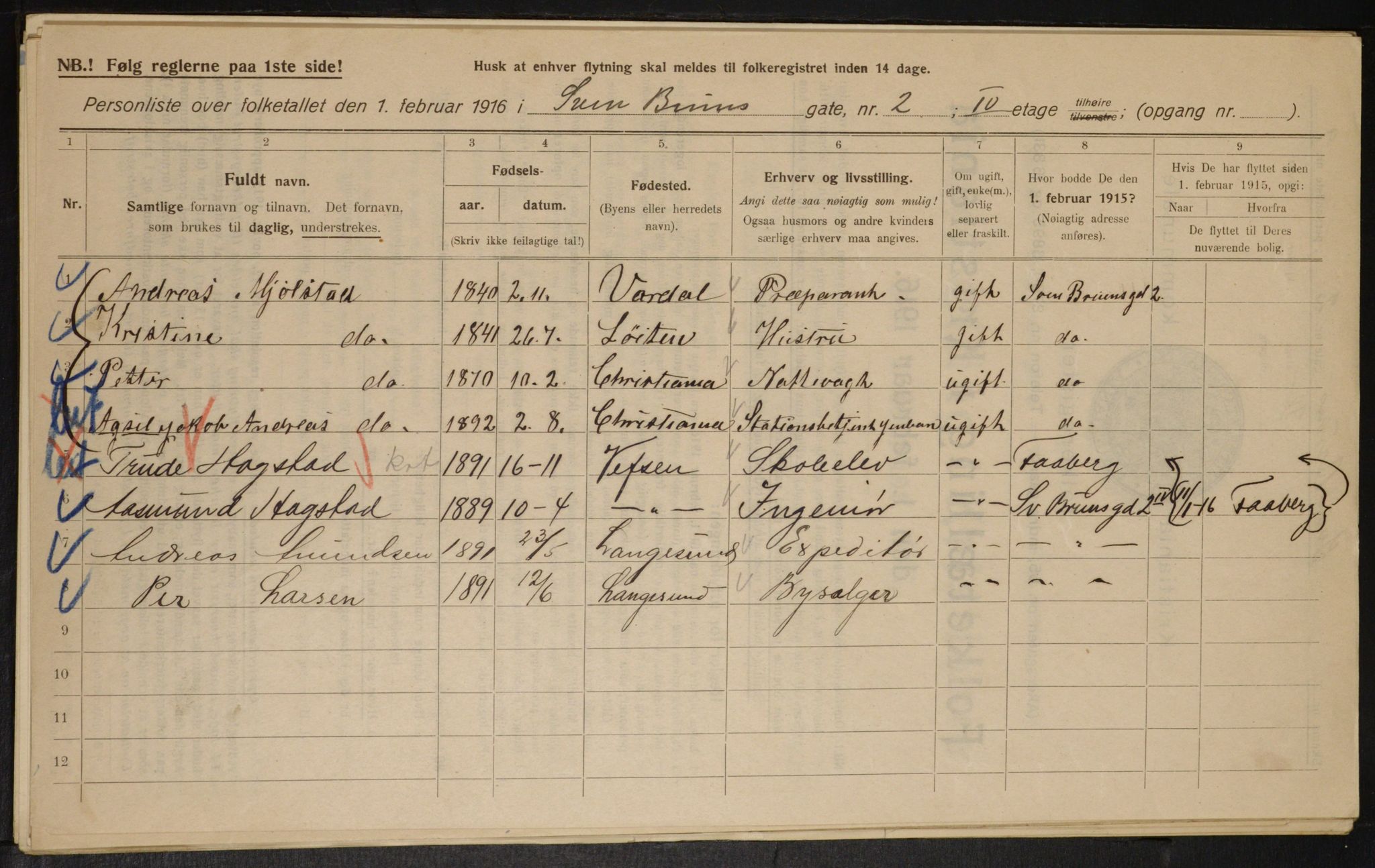 OBA, Municipal Census 1916 for Kristiania, 1916, p. 107713