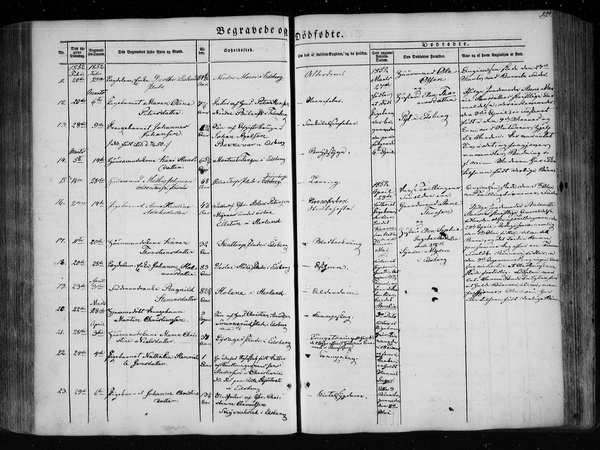 Eidsberg prestekontor Kirkebøker, SAO/A-10905/F/Fa/L0009: Parish register (official) no. I 9, 1849-1856, p. 299