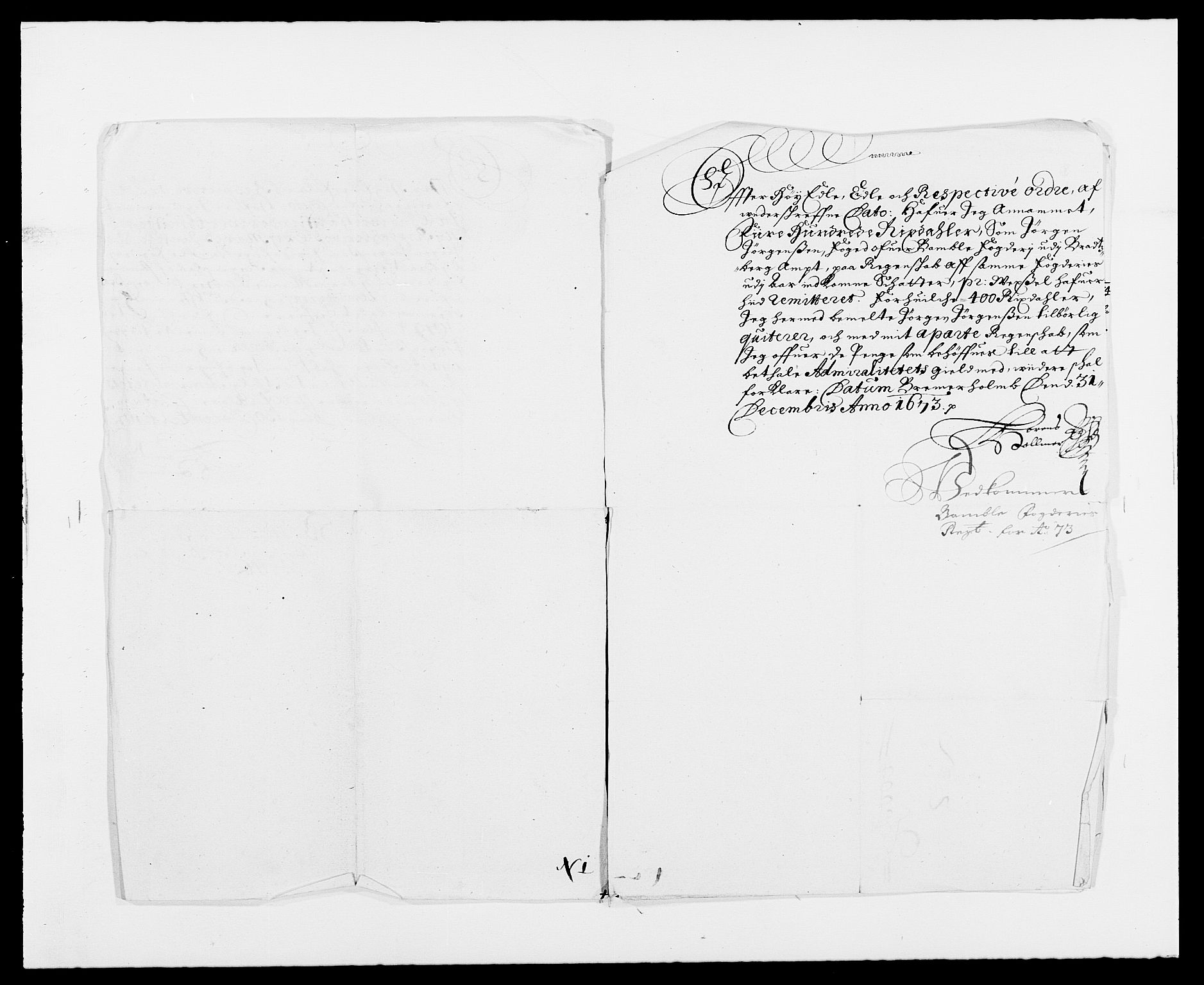 Rentekammeret inntil 1814, Reviderte regnskaper, Fogderegnskap, AV/RA-EA-4092/R34/L2042: Fogderegnskap Bamble, 1673-1675, p. 119