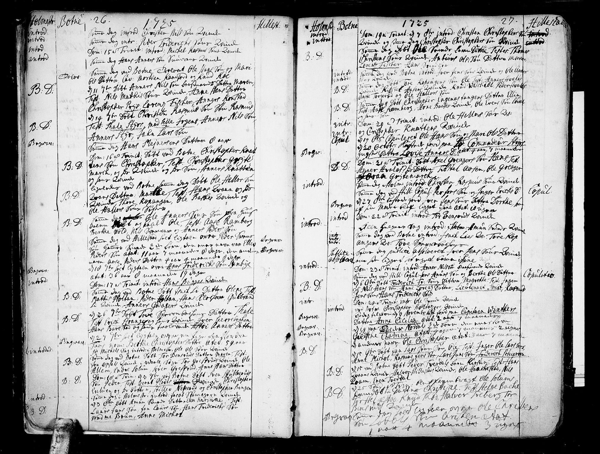 Botne kirkebøker, AV/SAKO-A-340/F/Fa/L0001a: Parish register (official) no. I 1A, 1707-1778, p. 26-27