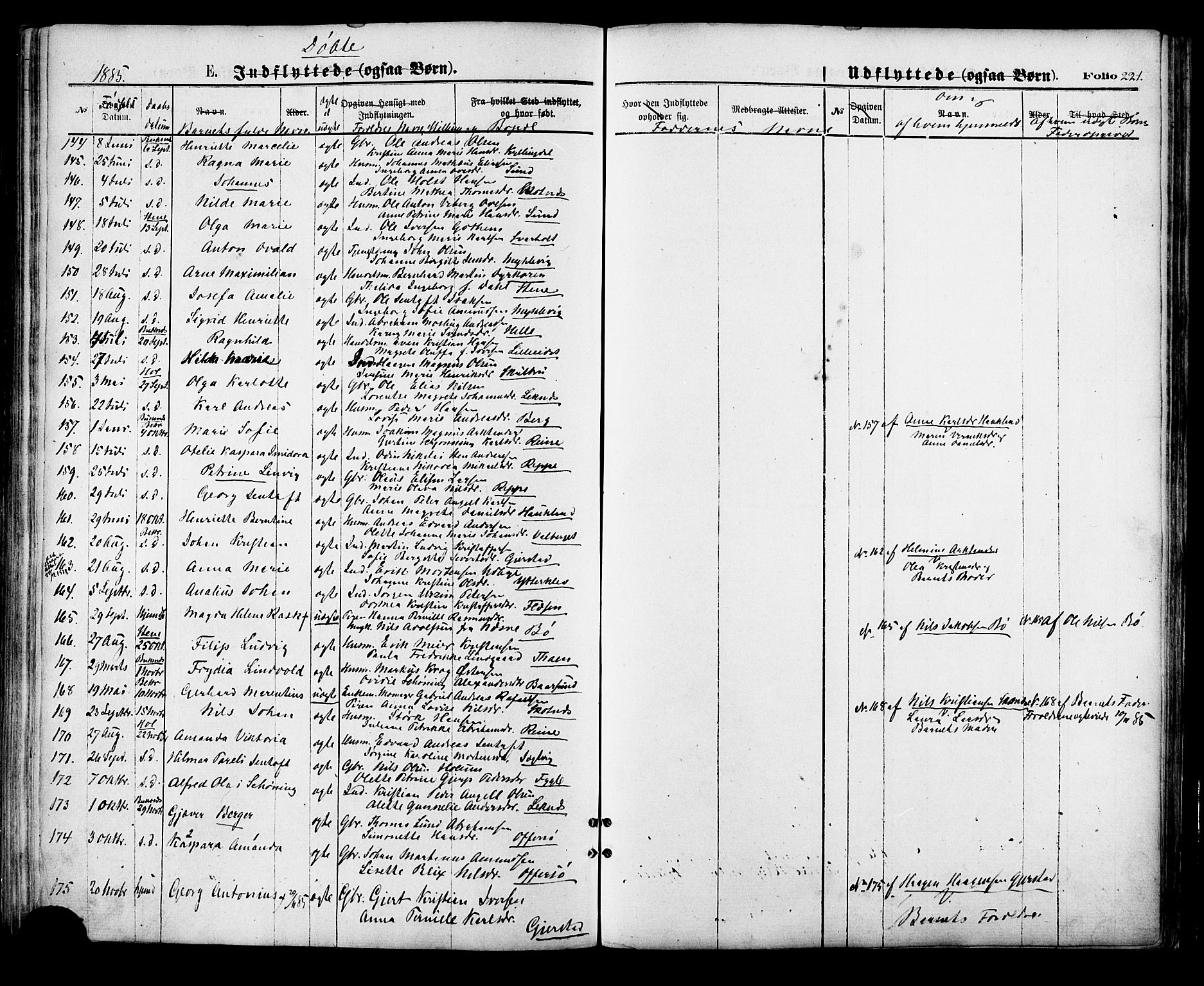 Ministerialprotokoller, klokkerbøker og fødselsregistre - Nordland, AV/SAT-A-1459/881/L1166: Parish register (copy) no. 881C03, 1876-1885, p. 221