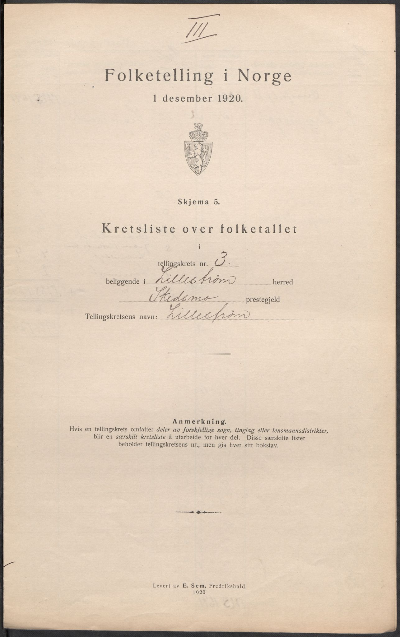SAO, 1920 census for Lillestrøm, 1920, p. 23