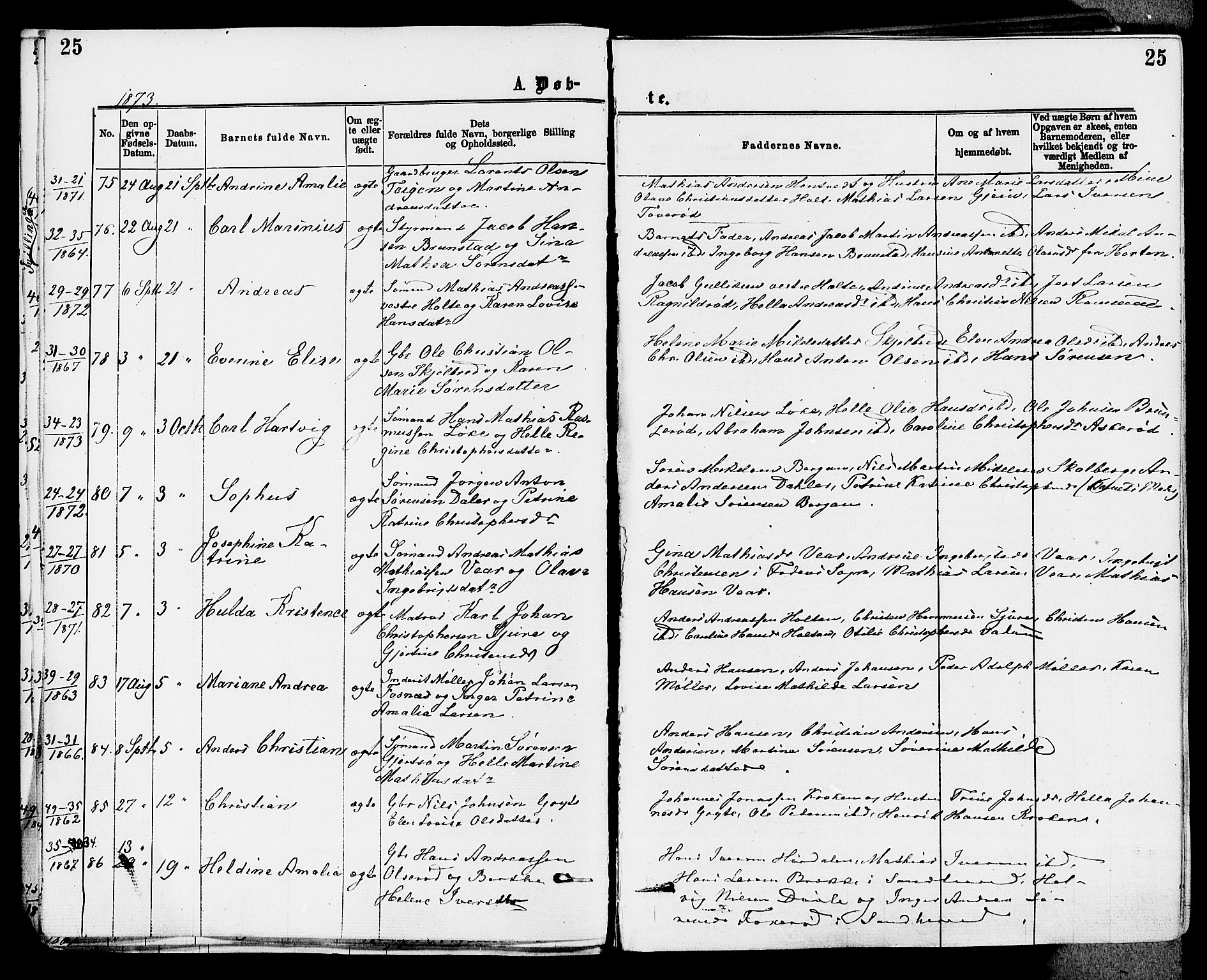 Stokke kirkebøker, AV/SAKO-A-320/F/Fa/L0009: Parish register (official) no. I 9, 1872-1883, p. 25