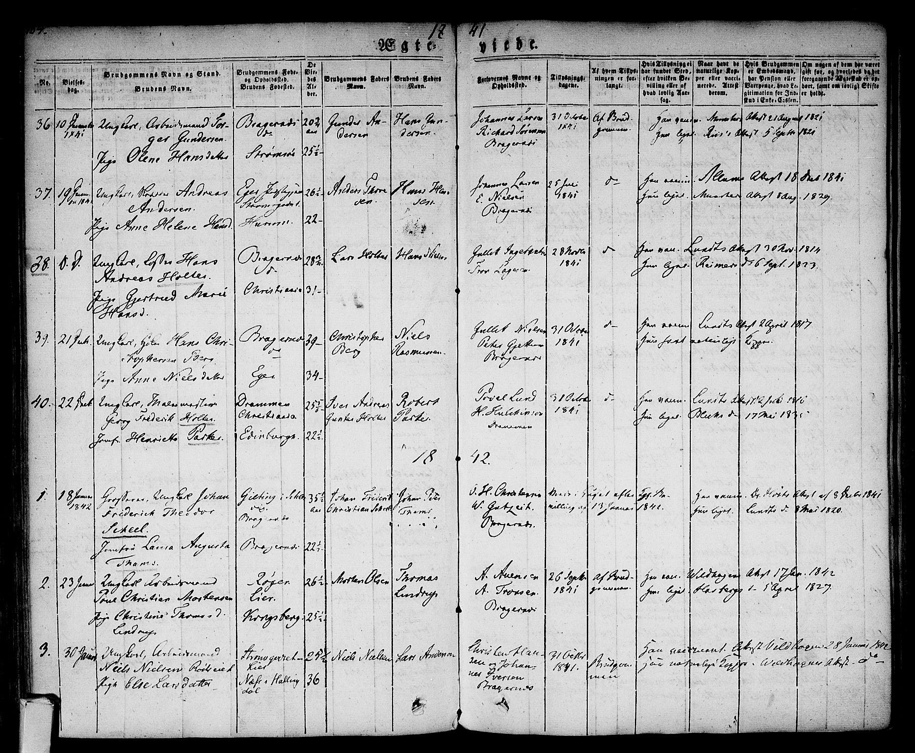 Bragernes kirkebøker, SAKO/A-6/F/Fc/L0001: Parish register (official) no. III 1, 1830-1853, p. 154