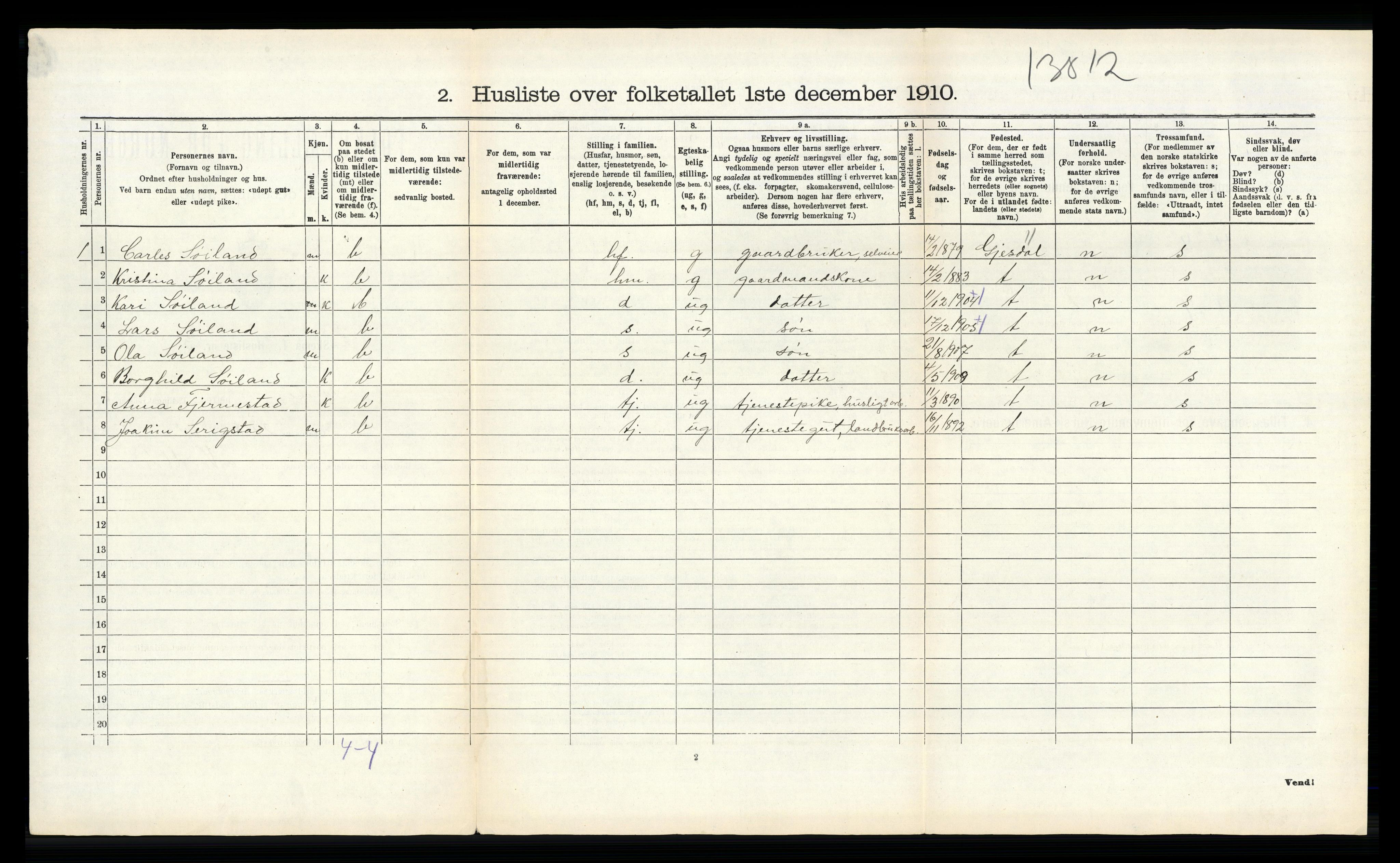 RA, 1910 census for Time, 1910, p. 640