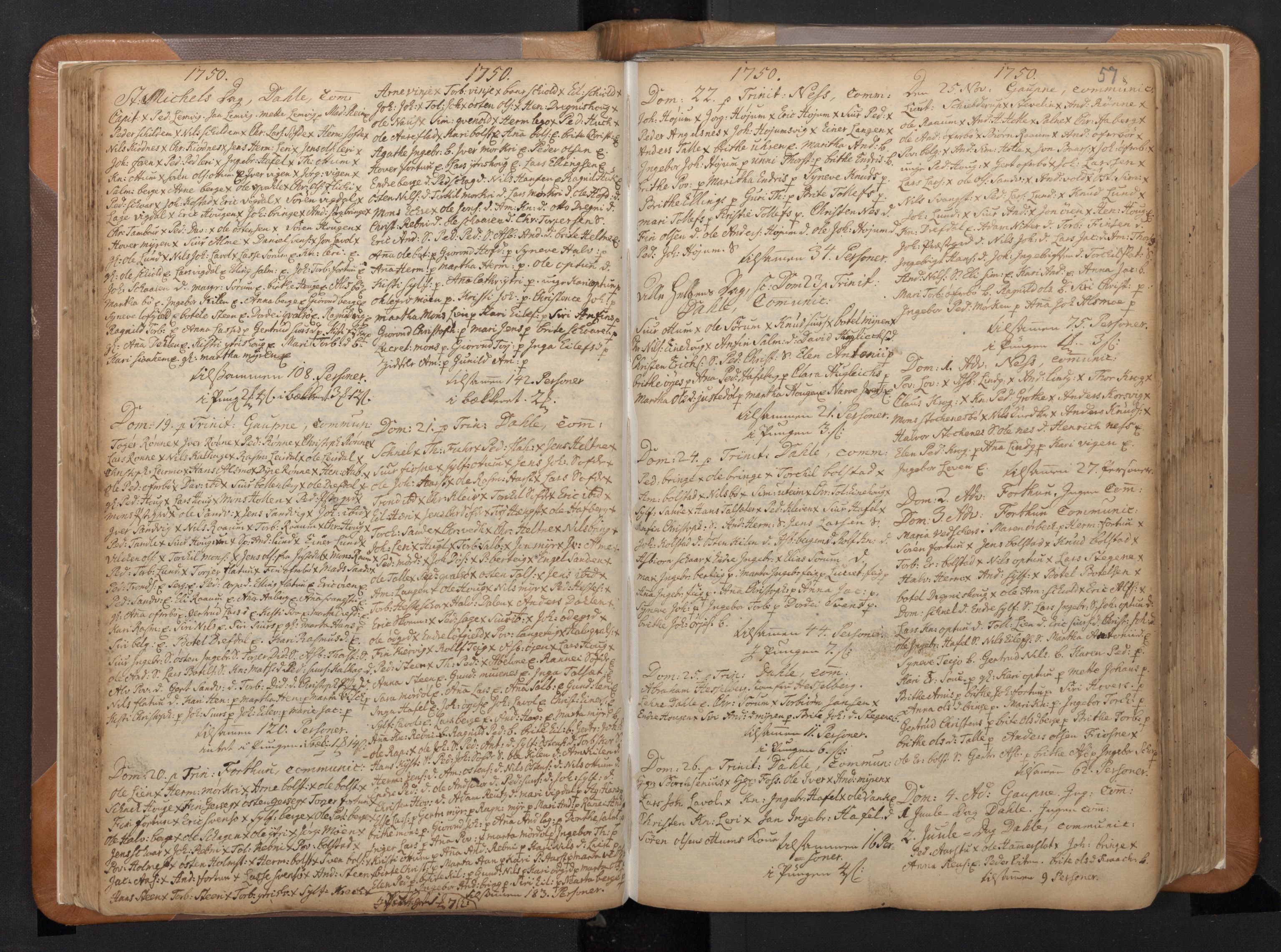 Luster sokneprestembete, SAB/A-81101/H/Haa/Haaa/L0002: Parish register (official) no. A 2, 1751-1796, p. 56b-57a
