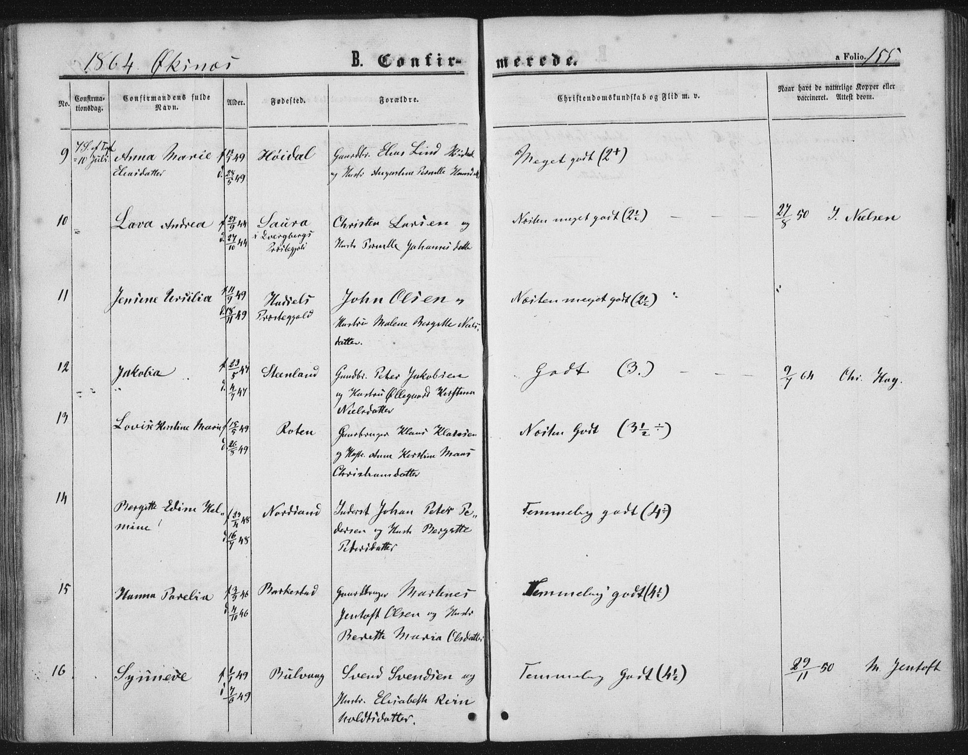 Ministerialprotokoller, klokkerbøker og fødselsregistre - Nordland, AV/SAT-A-1459/893/L1333: Parish register (official) no. 893A06, 1858-1866, p. 155