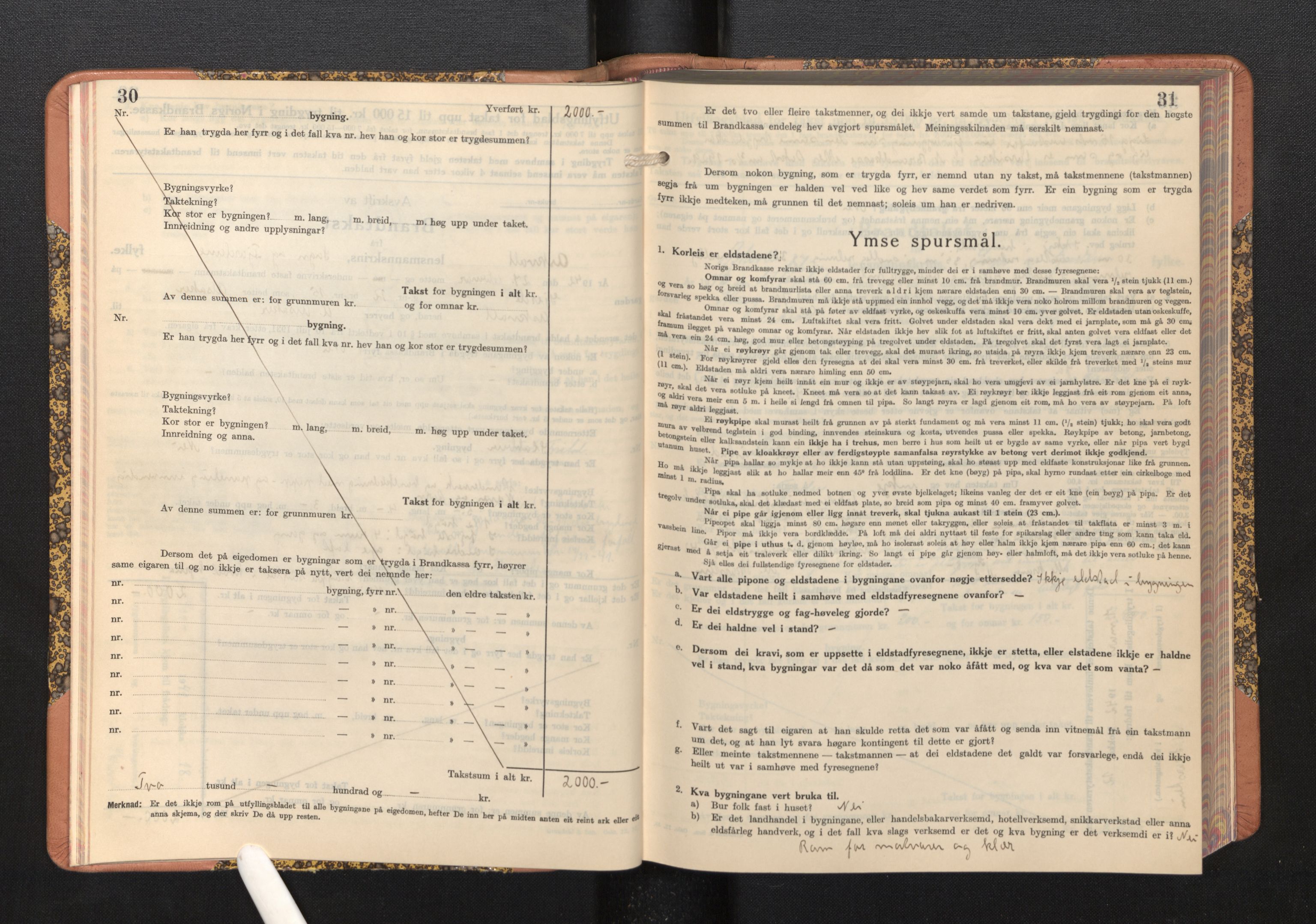 Lensmannen i Askvoll, AV/SAB-A-26301/0012/L0005: Branntakstprotokoll, skjematakst, 1940-1949, p. 30-31