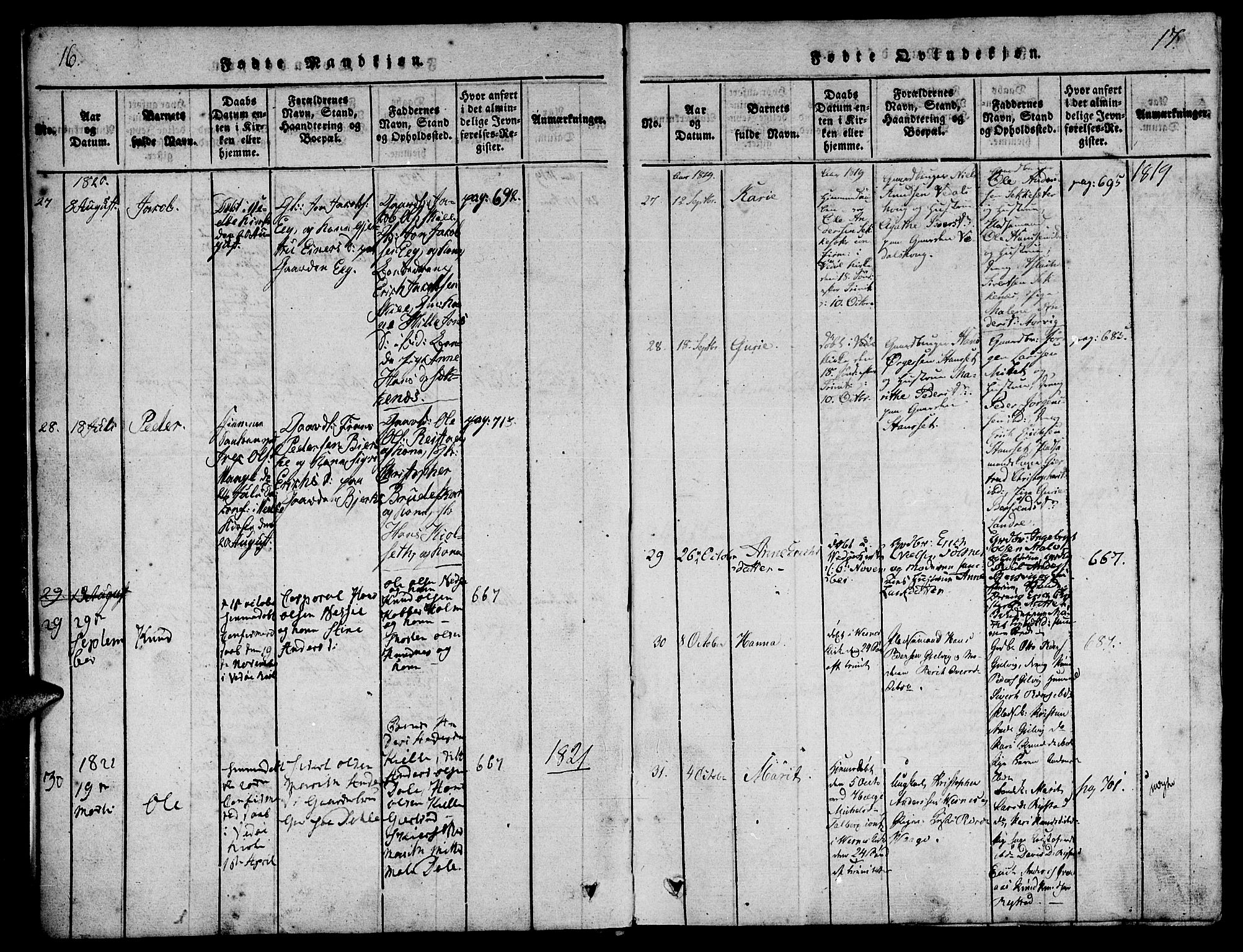 Ministerialprotokoller, klokkerbøker og fødselsregistre - Møre og Romsdal, SAT/A-1454/547/L0602: Parish register (official) no. 547A04, 1818-1845, p. 16-17