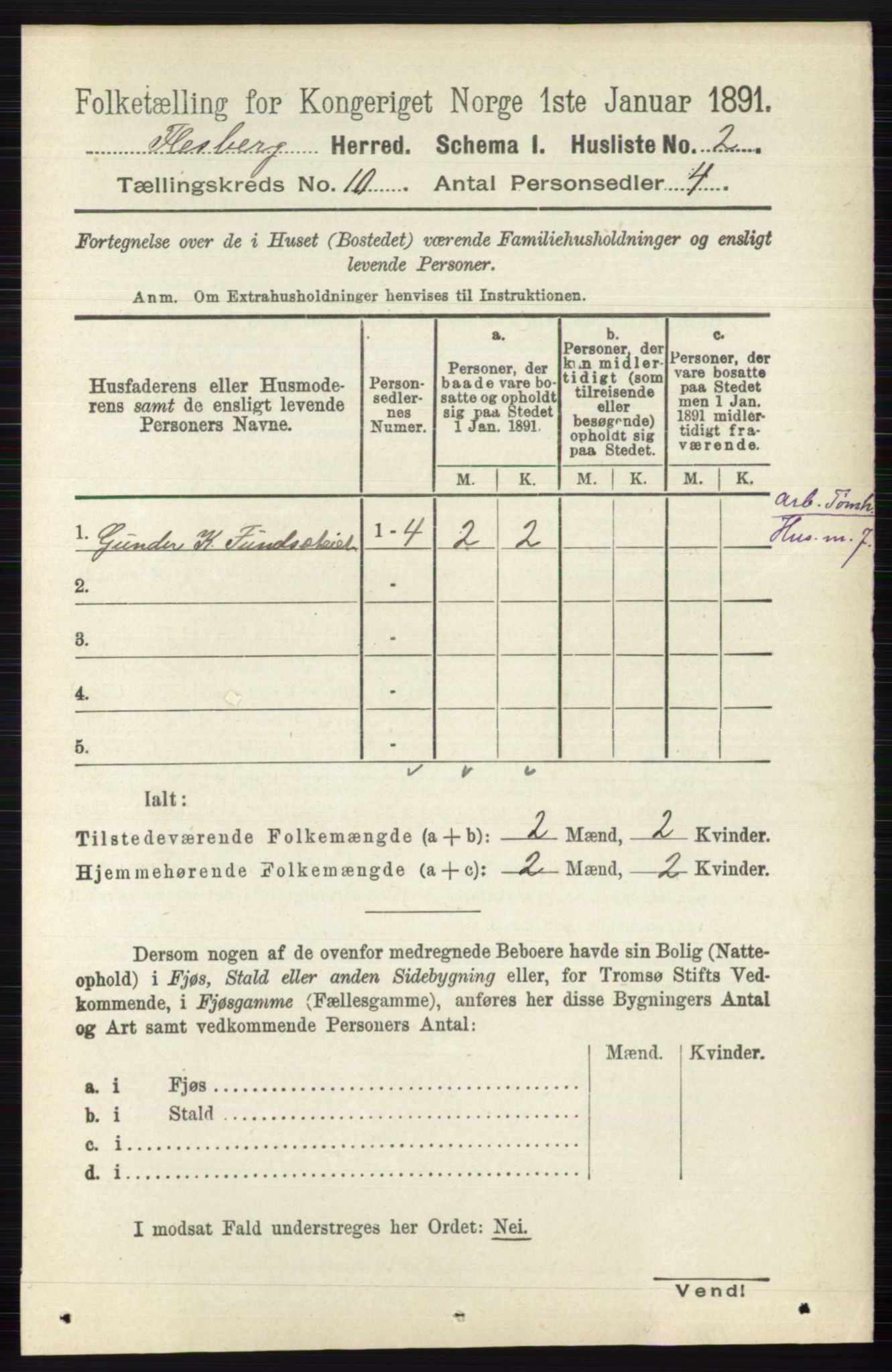 RA, 1891 census for 0631 Flesberg, 1891, p. 1656