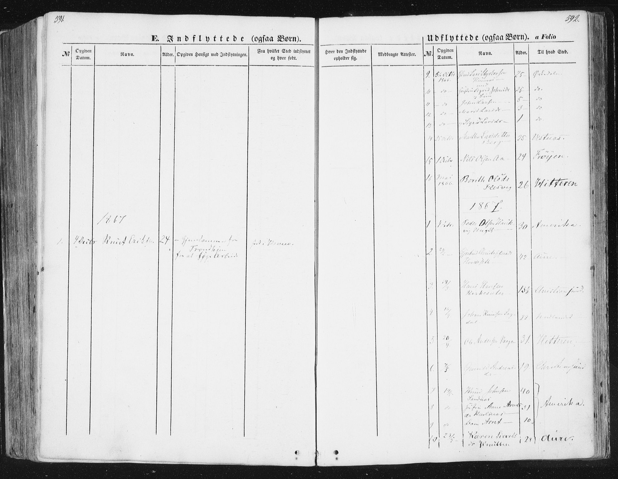 Ministerialprotokoller, klokkerbøker og fødselsregistre - Sør-Trøndelag, SAT/A-1456/630/L0494: Parish register (official) no. 630A07, 1852-1868, p. 591-592