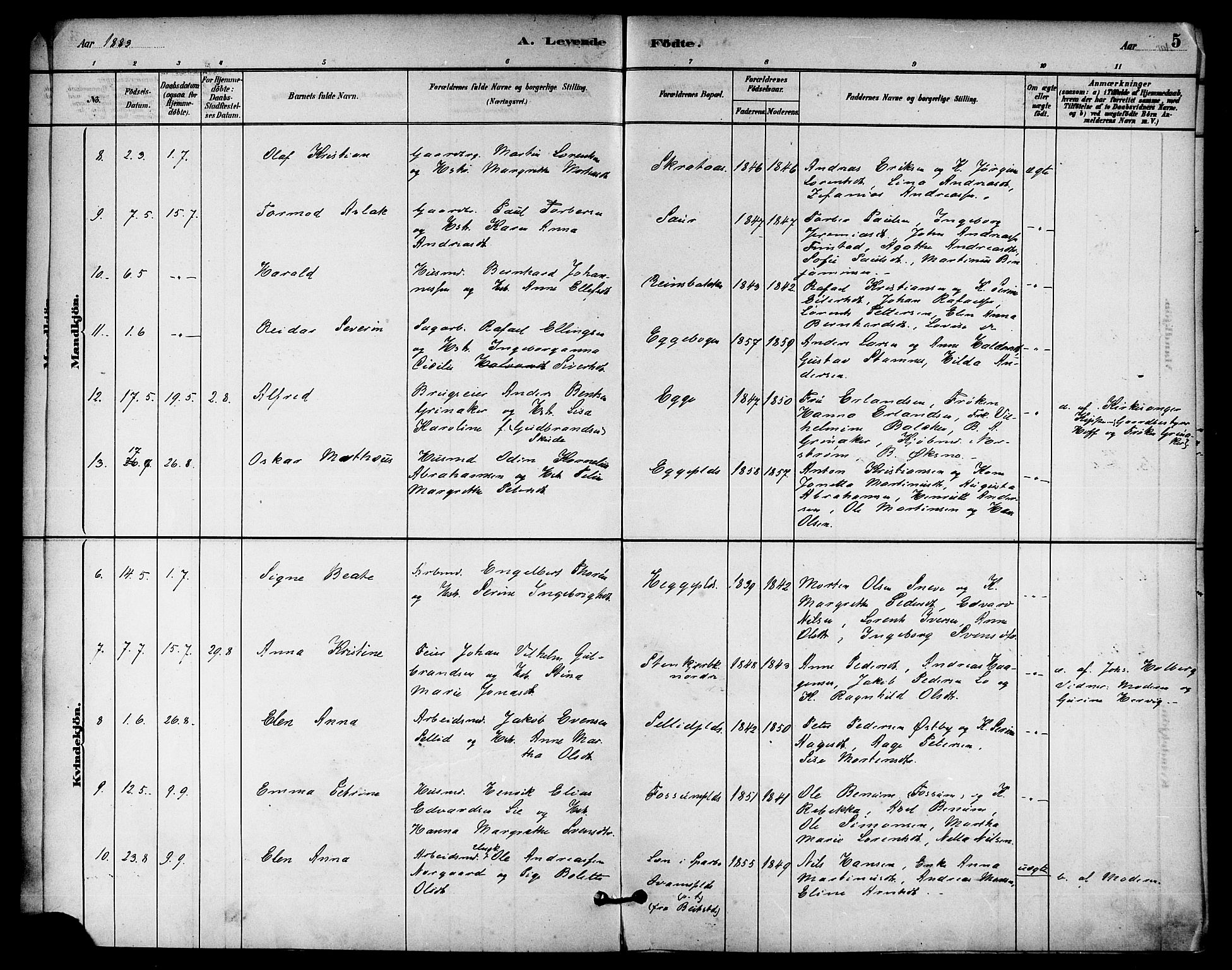 Ministerialprotokoller, klokkerbøker og fødselsregistre - Nord-Trøndelag, AV/SAT-A-1458/740/L0378: Parish register (official) no. 740A01, 1881-1895, p. 5