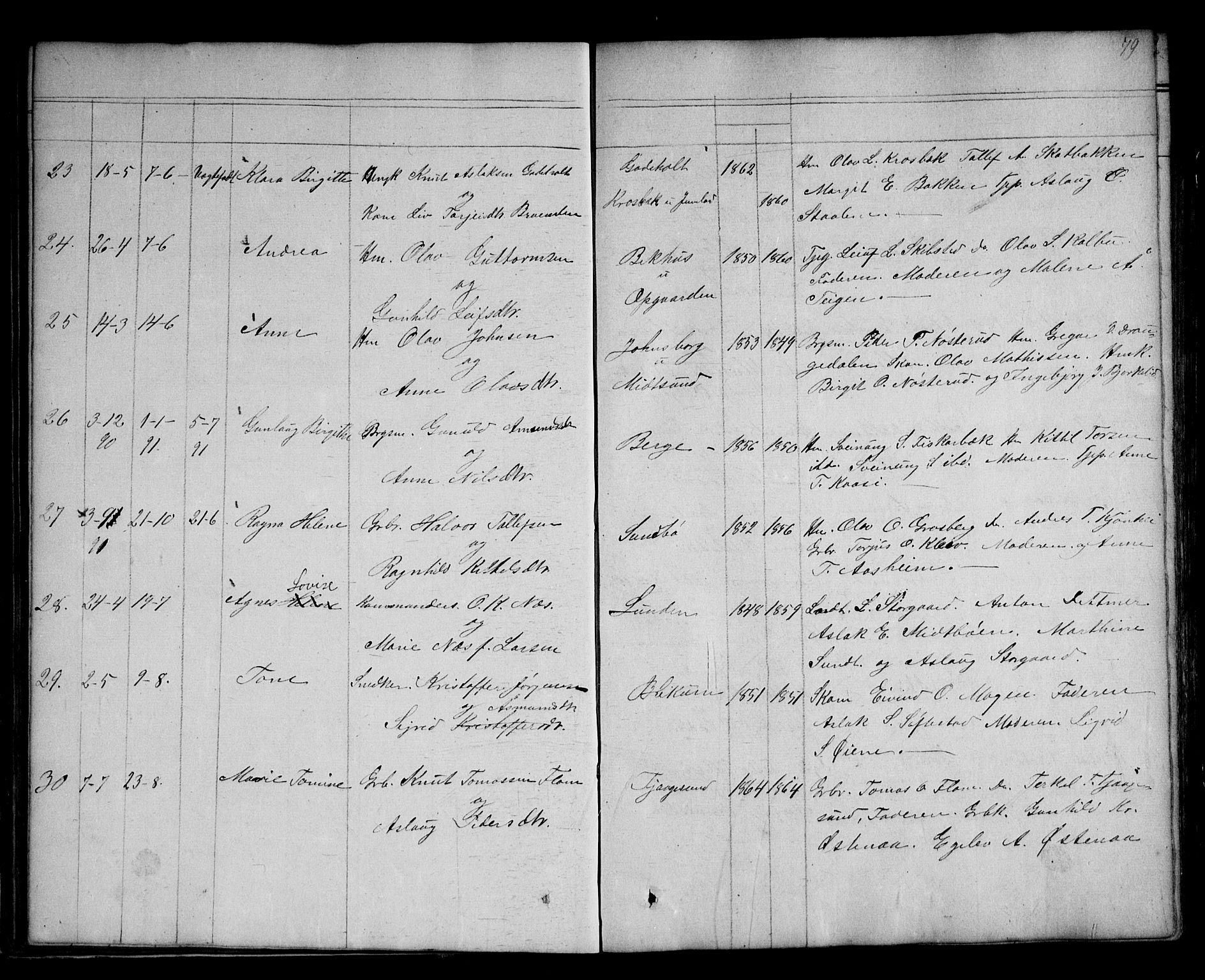 Kviteseid kirkebøker, AV/SAKO-A-276/G/Ga/L0001: Parish register (copy) no. I 1, 1850-1893, p. 79