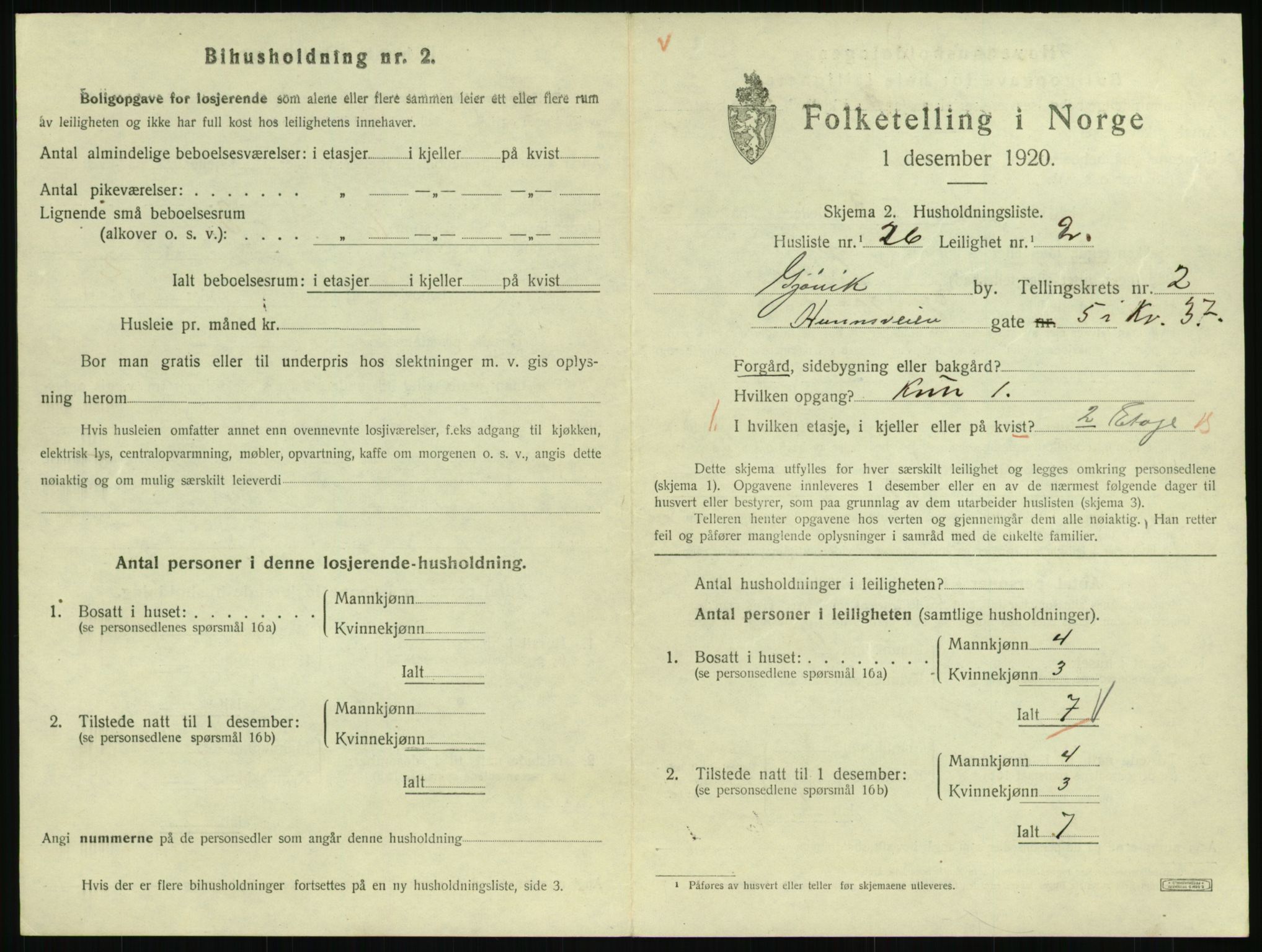 SAH, 1920 census for Gjøvik, 1920, p. 1176