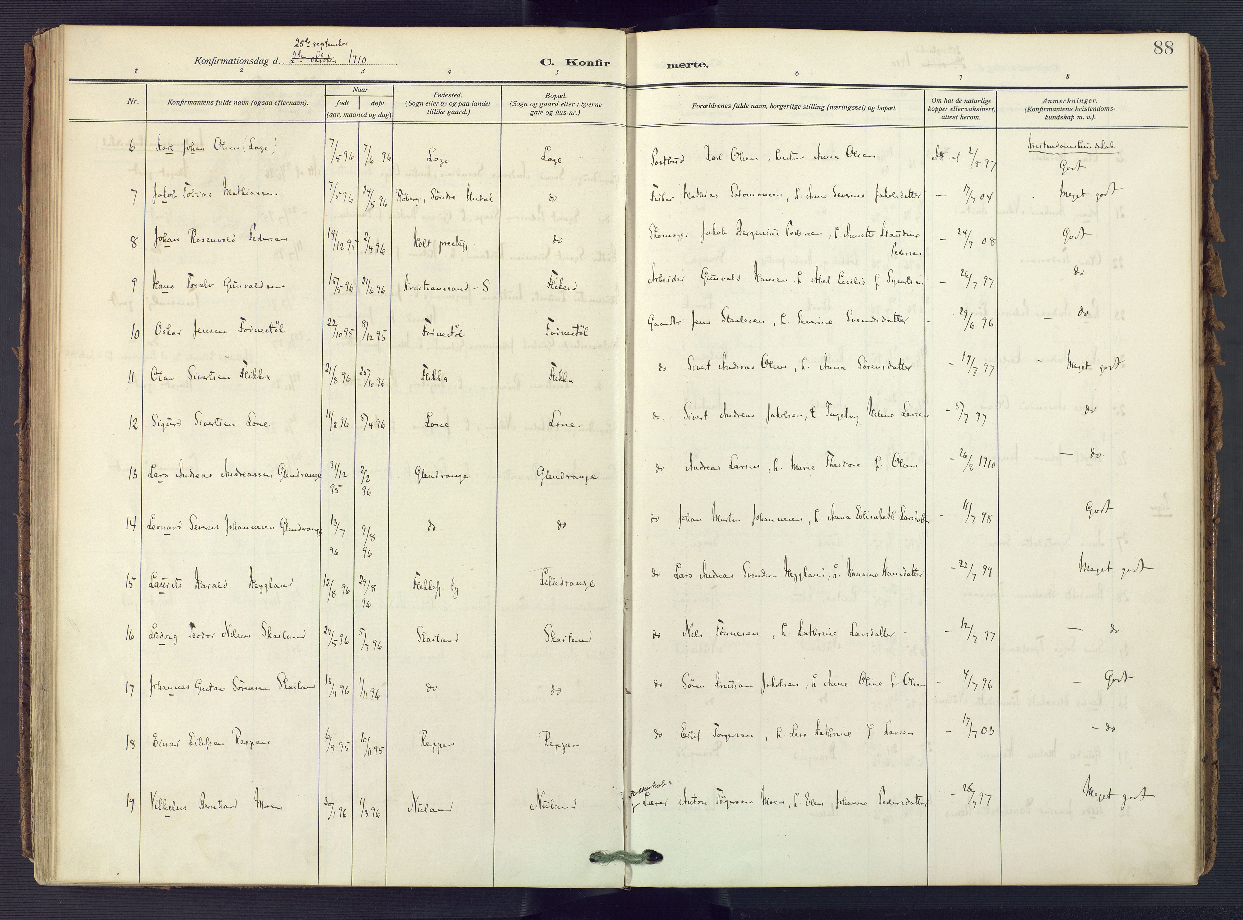 Flekkefjord sokneprestkontor, AV/SAK-1111-0012/F/Fa/Fac/L0010: Parish register (official) no. A 10, 1910-1927, p. 88