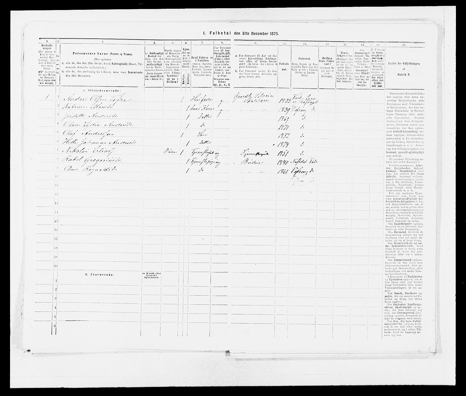 SAB, 1875 census for 1432P Førde, 1875, p. 2038