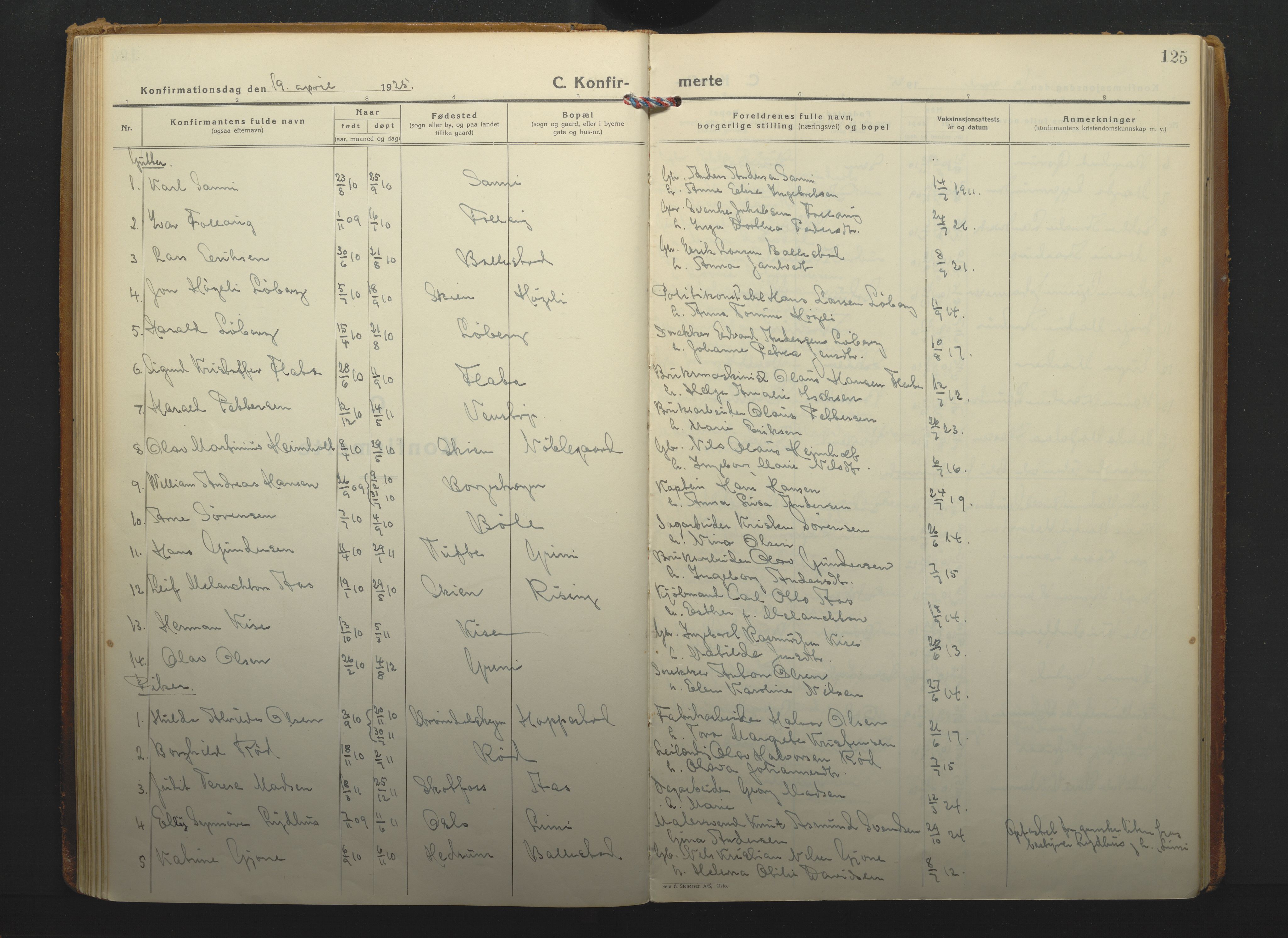 Gjerpen kirkebøker, SAKO/A-265/F/Fa/L0014: Parish register (official) no. I 14, 1925-1938, p. 125