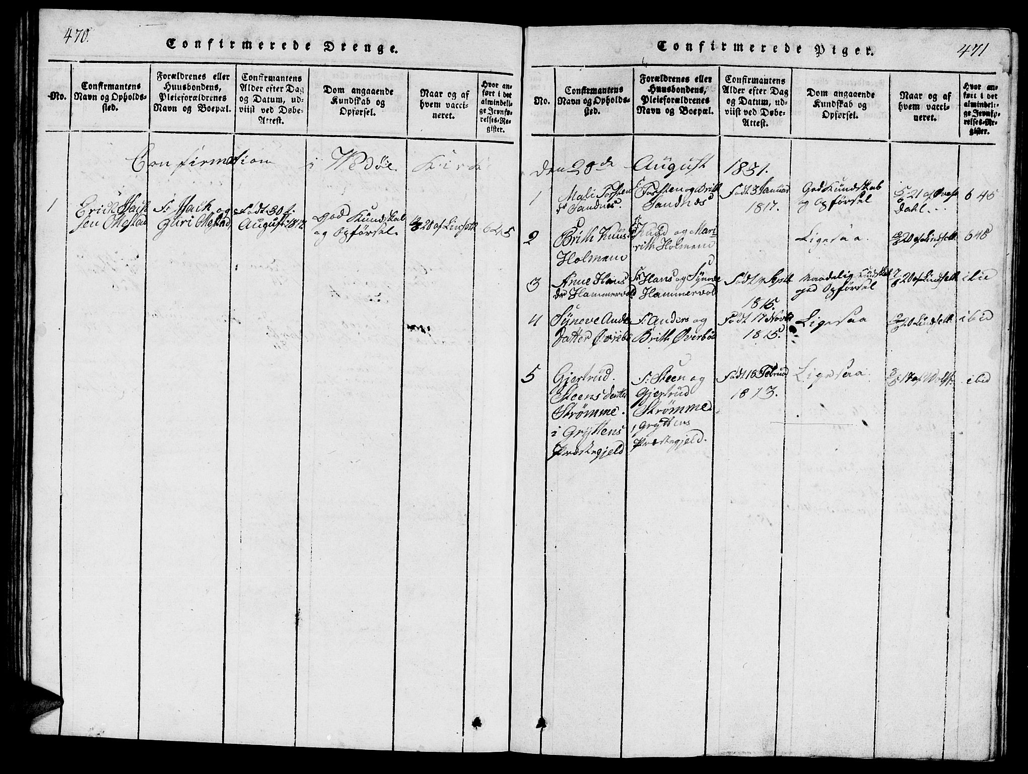 Ministerialprotokoller, klokkerbøker og fødselsregistre - Møre og Romsdal, AV/SAT-A-1454/548/L0613: Parish register (copy) no. 548C01, 1818-1846, p. 470-471