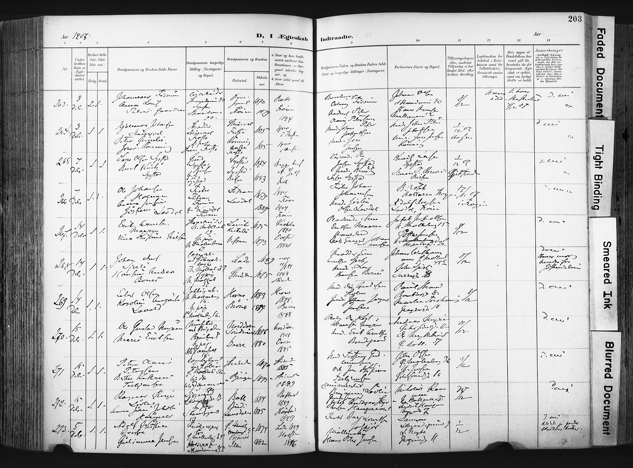 Ministerialprotokoller, klokkerbøker og fødselsregistre - Sør-Trøndelag, SAT/A-1456/604/L0201: Parish register (official) no. 604A21, 1901-1911, p. 203