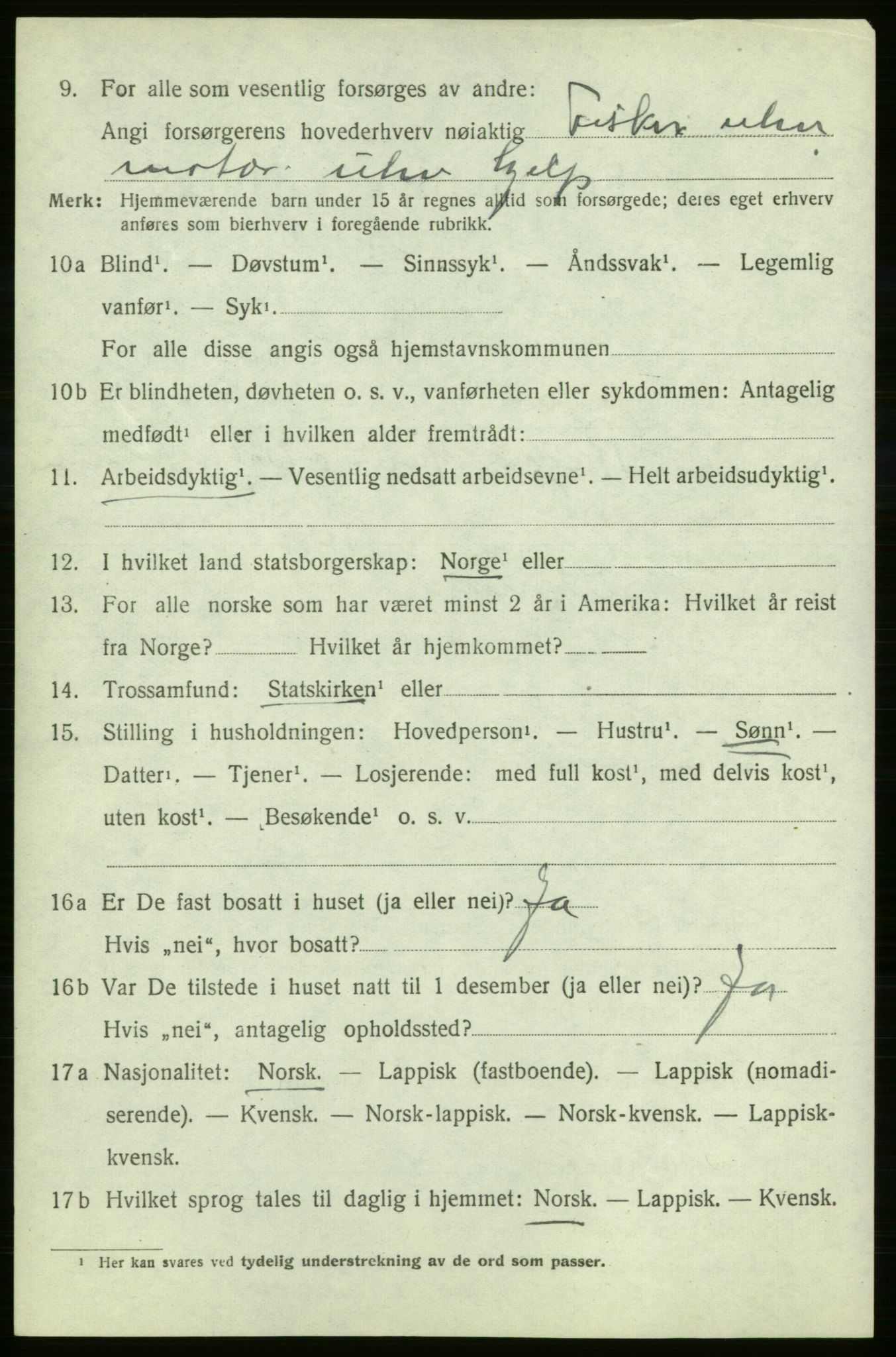 SATØ, 1920 census for Kjelvik, 1920, p. 2206