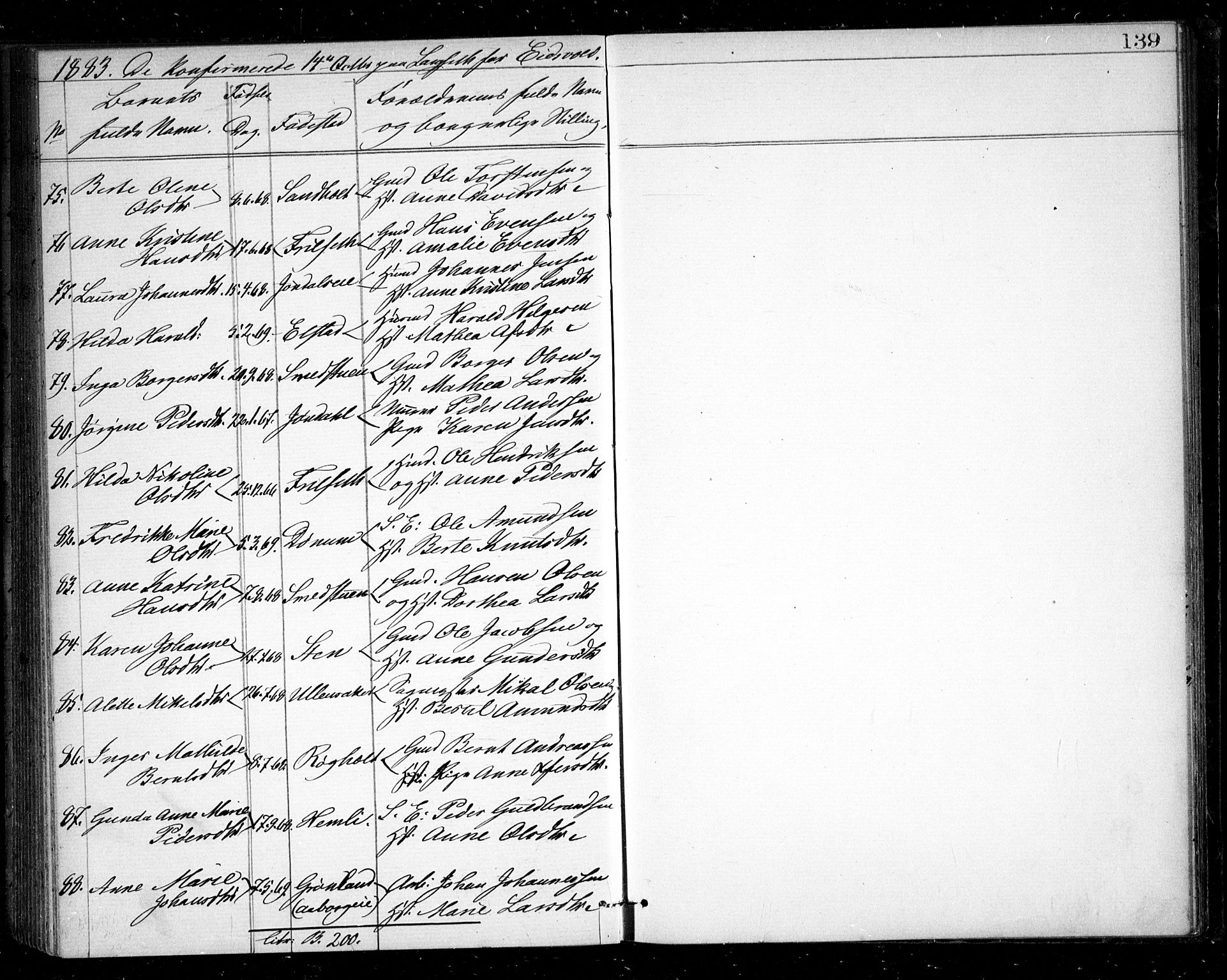 Eidsvoll prestekontor Kirkebøker, AV/SAO-A-10888/G/Ga/L0004: Parish register (copy) no. I 4, 1877-1884, p. 139