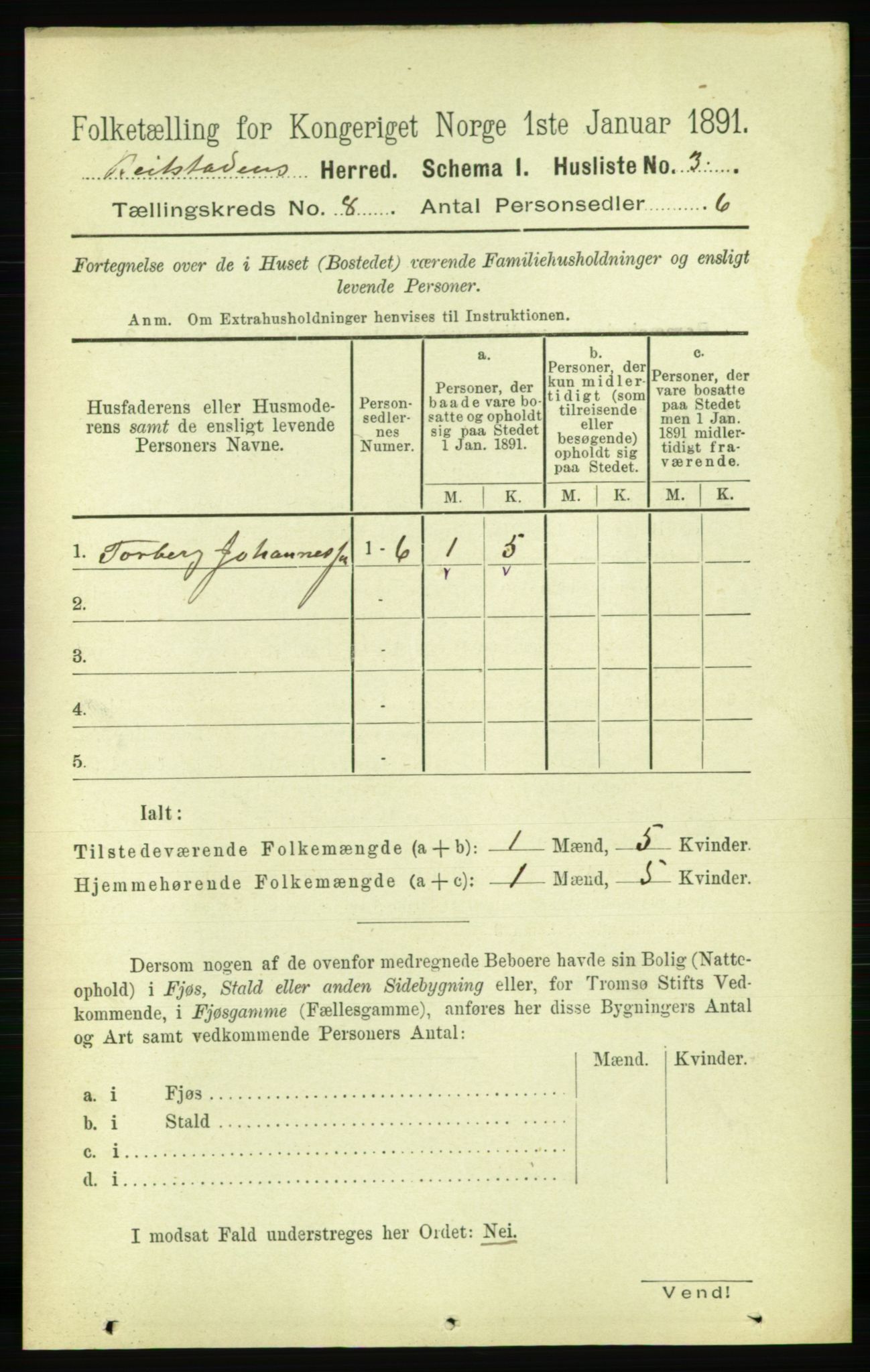 RA, 1891 census for 1727 Beitstad, 1891, p. 2124