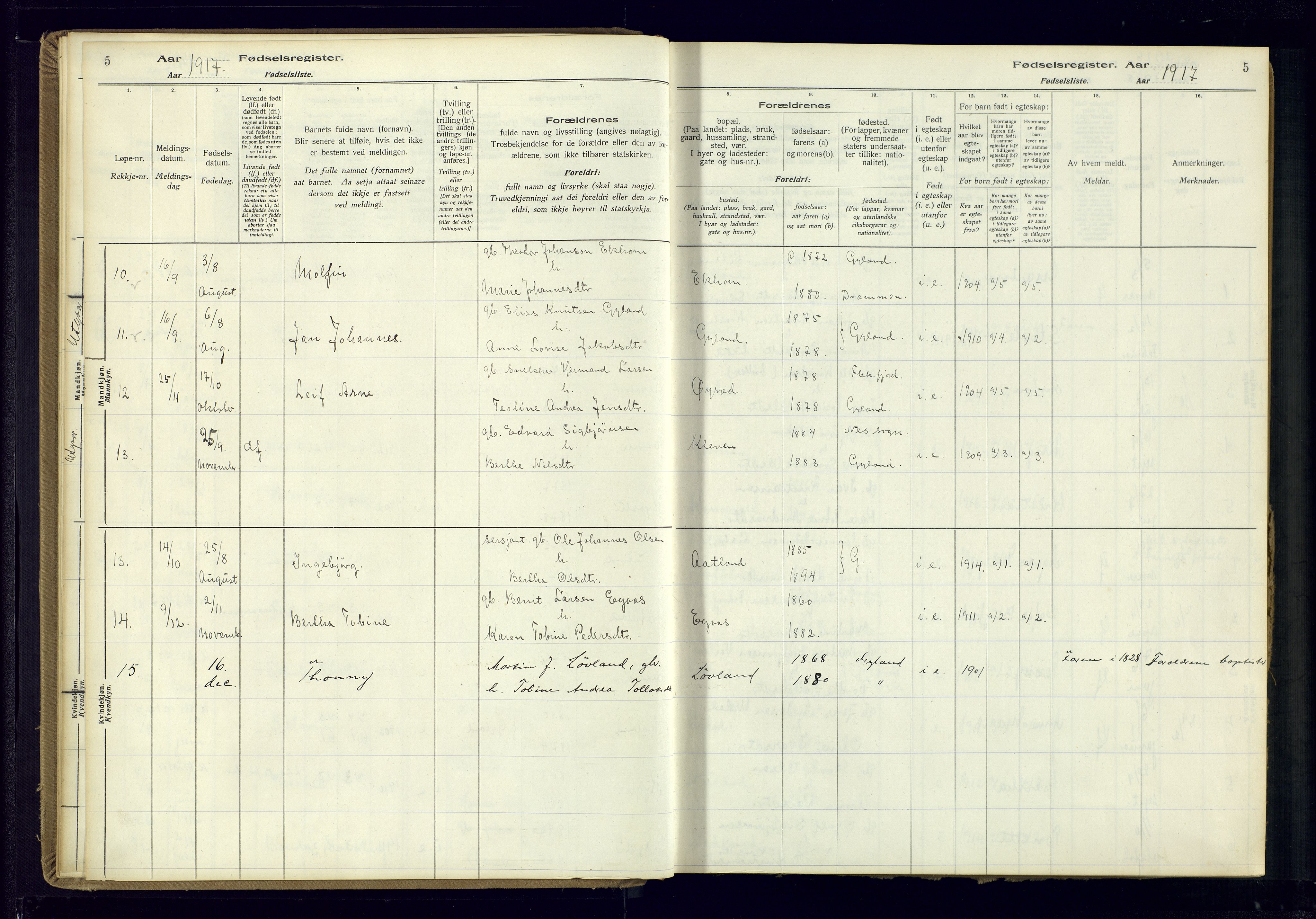 Bakke sokneprestkontor, AV/SAK-1111-0002/J/Ja/L0002: Birth register no. A-VI-19, 1916-1982, p. 5