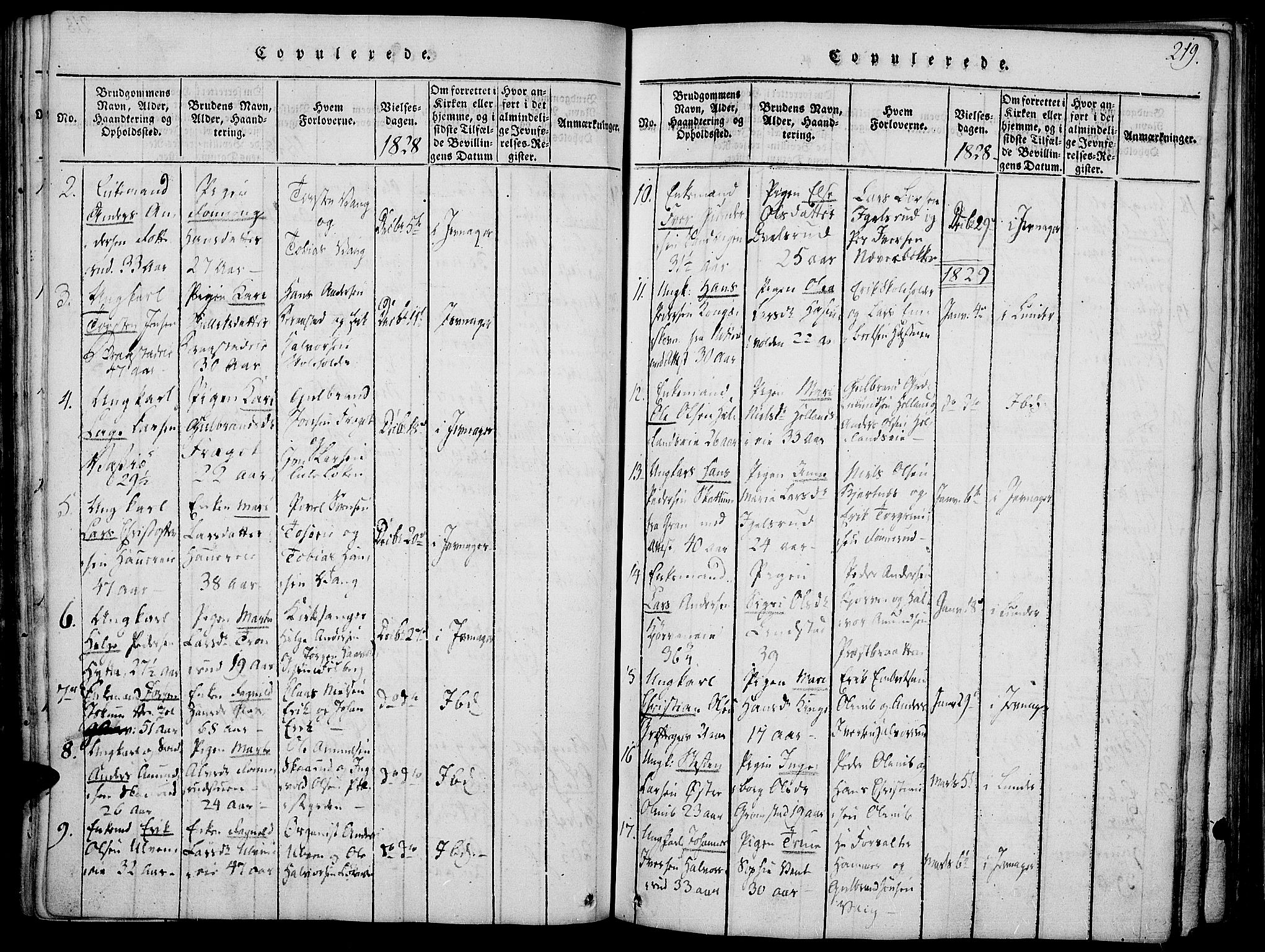 Jevnaker prestekontor, SAH/PREST-116/H/Ha/Haa/L0005: Parish register (official) no. 5, 1815-1837, p. 219