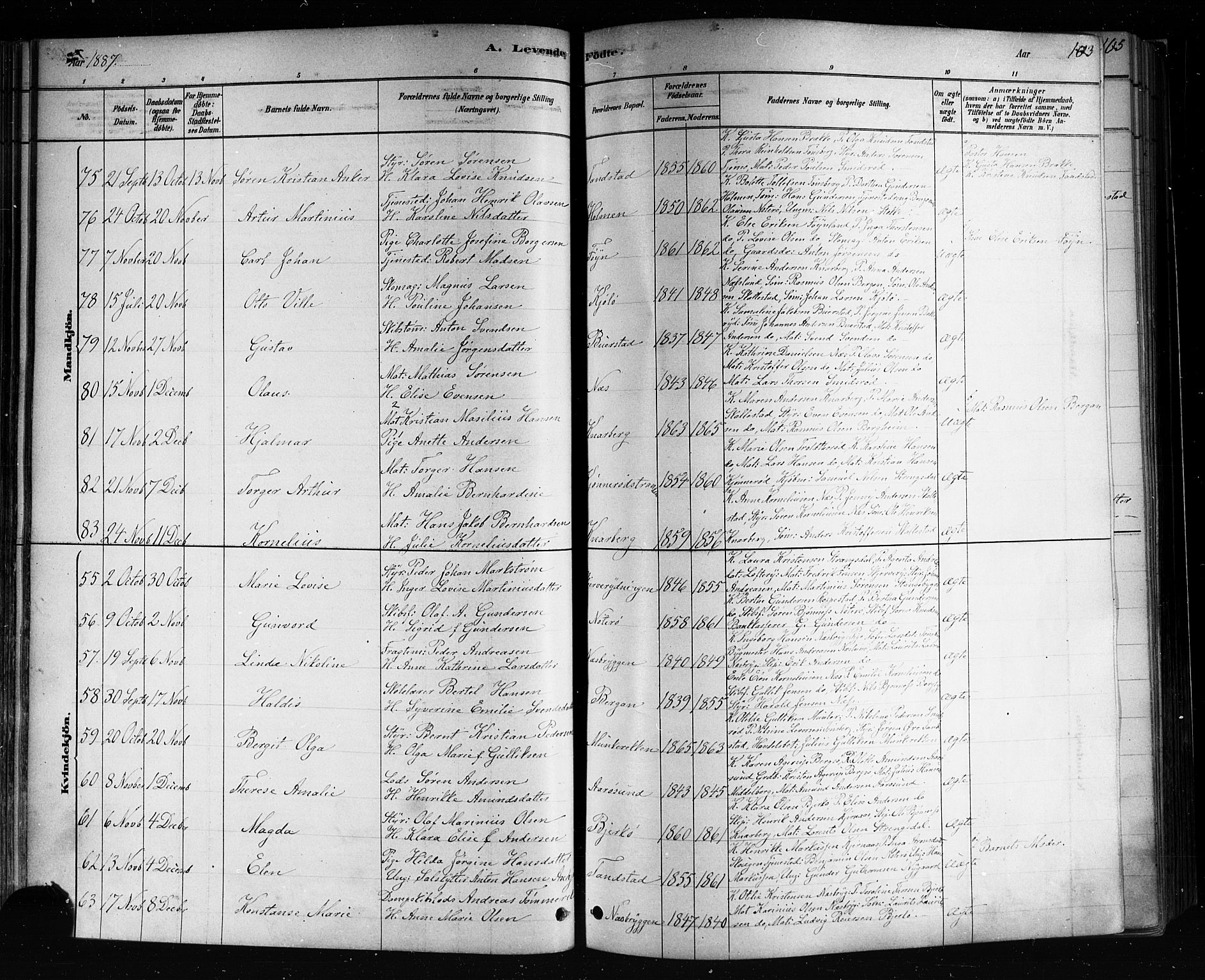 Nøtterøy kirkebøker, AV/SAKO-A-354/F/Fa/L0008: Parish register (official) no. I 8, 1878-1893, p. 103