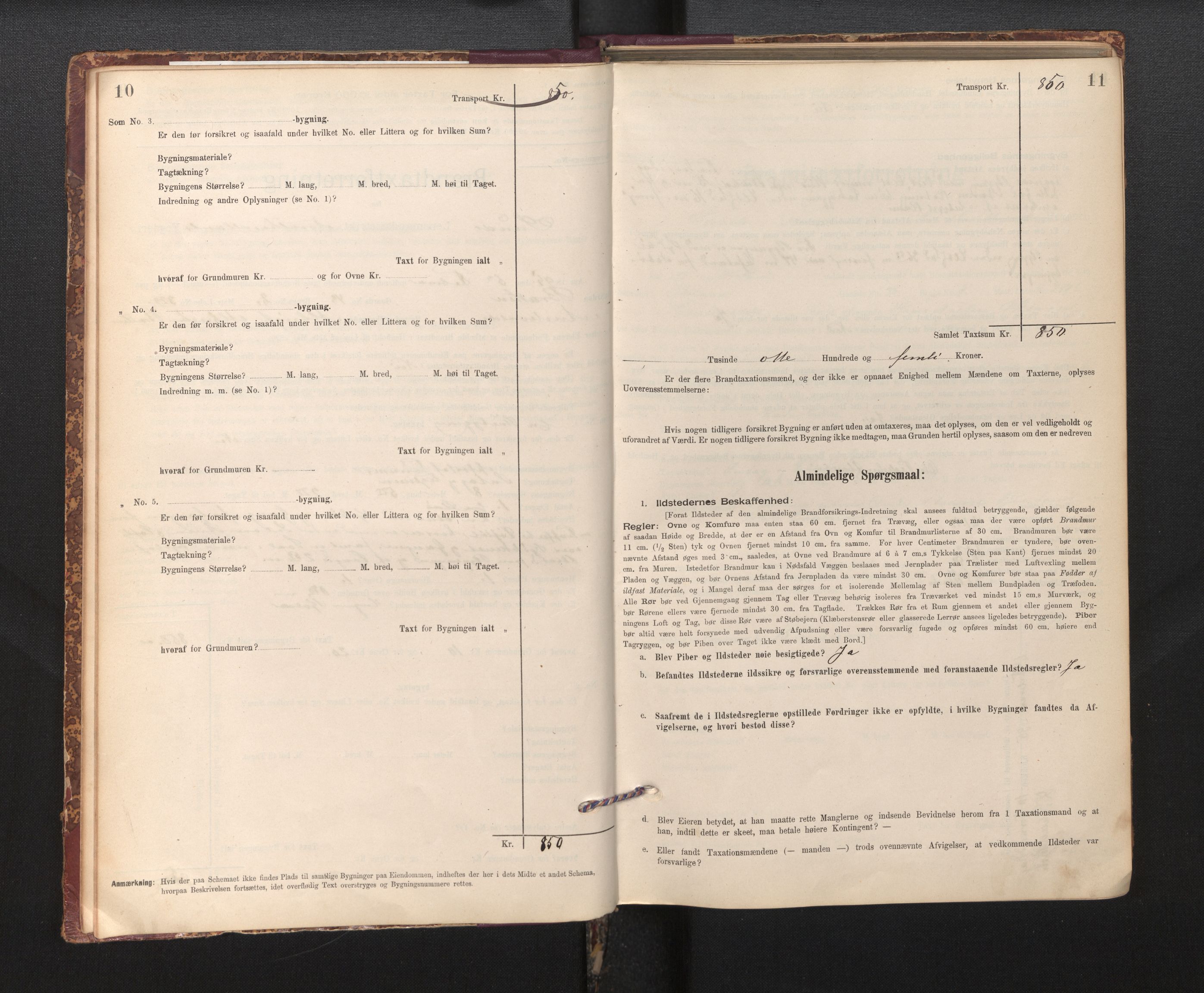 Lensmannen i Sund og Austevoll, SAB/A-35201/0012/L0003: Branntakstprotokoll, skjematakst, 1894-1917, p. 10-11