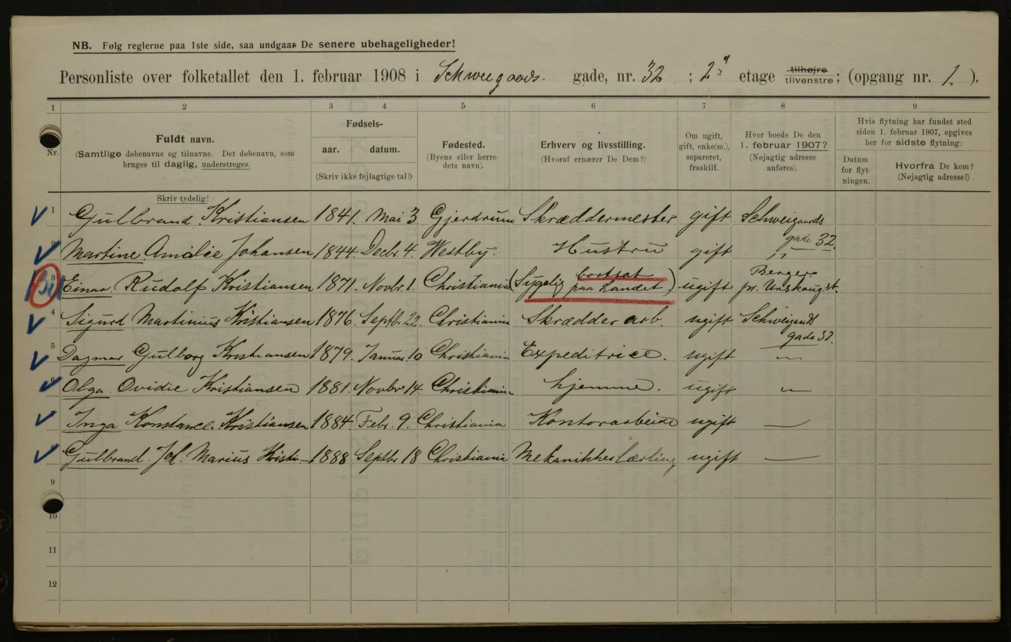 OBA, Municipal Census 1908 for Kristiania, 1908, p. 81788