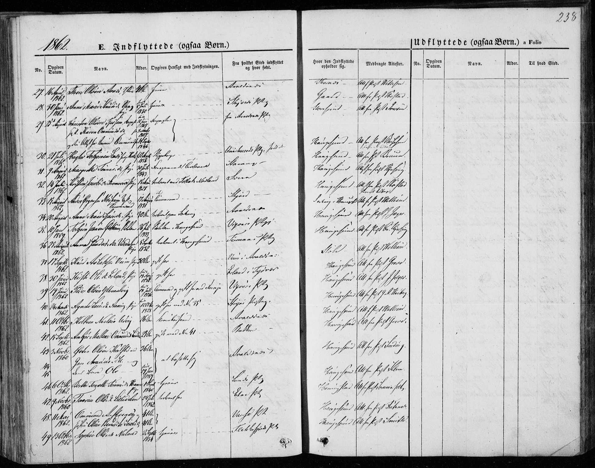 Torvastad sokneprestkontor, AV/SAST-A -101857/H/Ha/Haa/L0011: Parish register (official) no. A 11, 1857-1866, p. 238