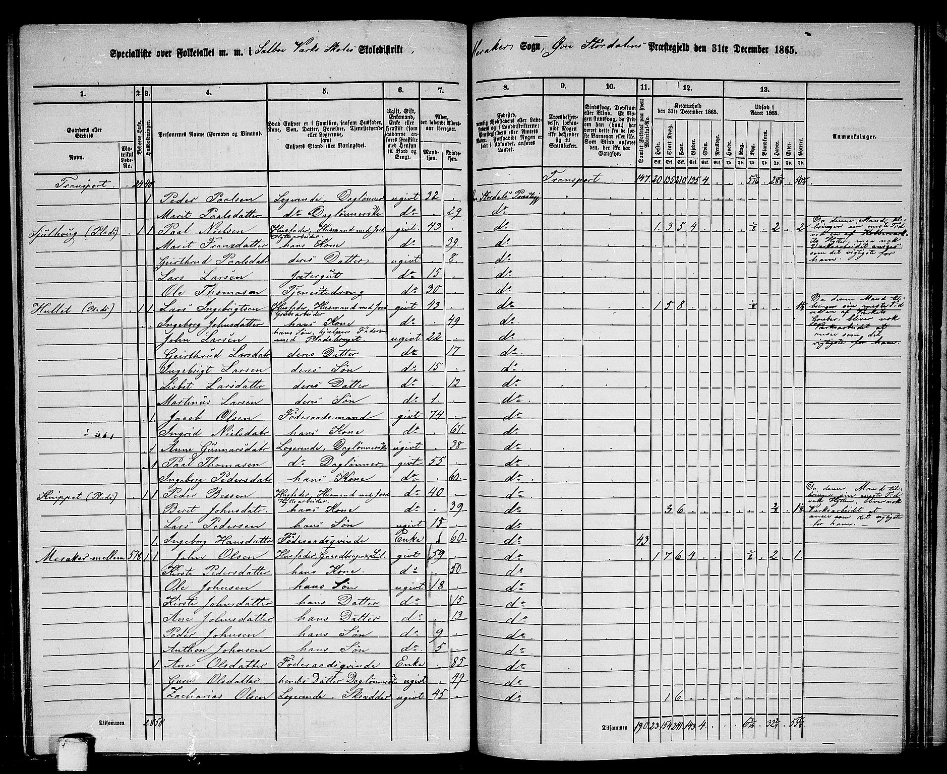 RA, 1865 census for Øvre Stjørdal, 1865, p. 174