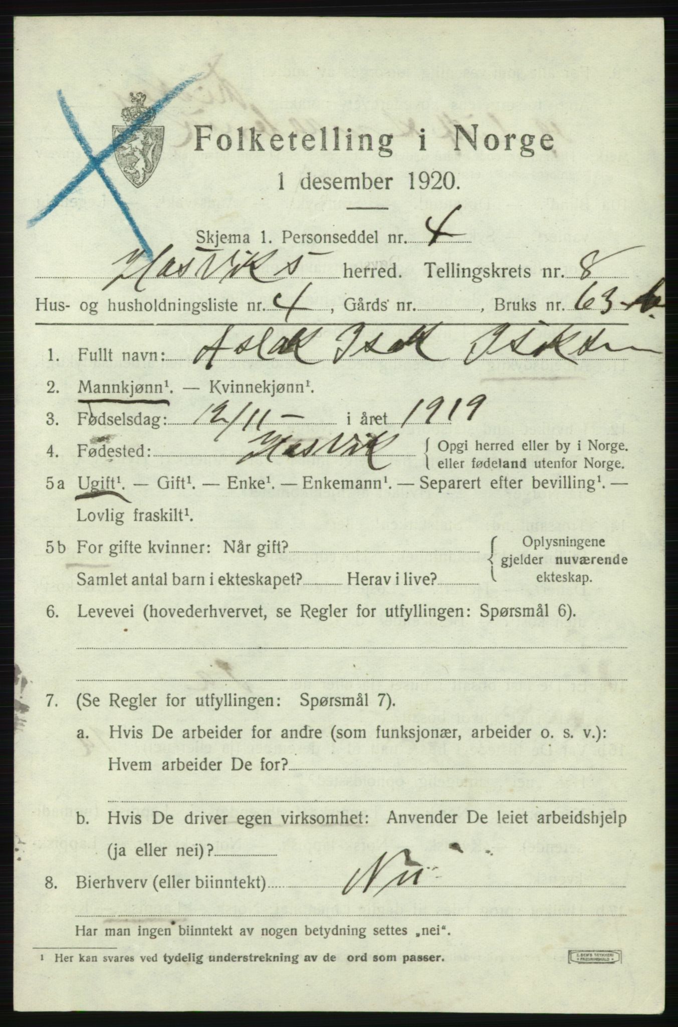 SATØ, 1920 census for Hasvik, 1920, p. 3079